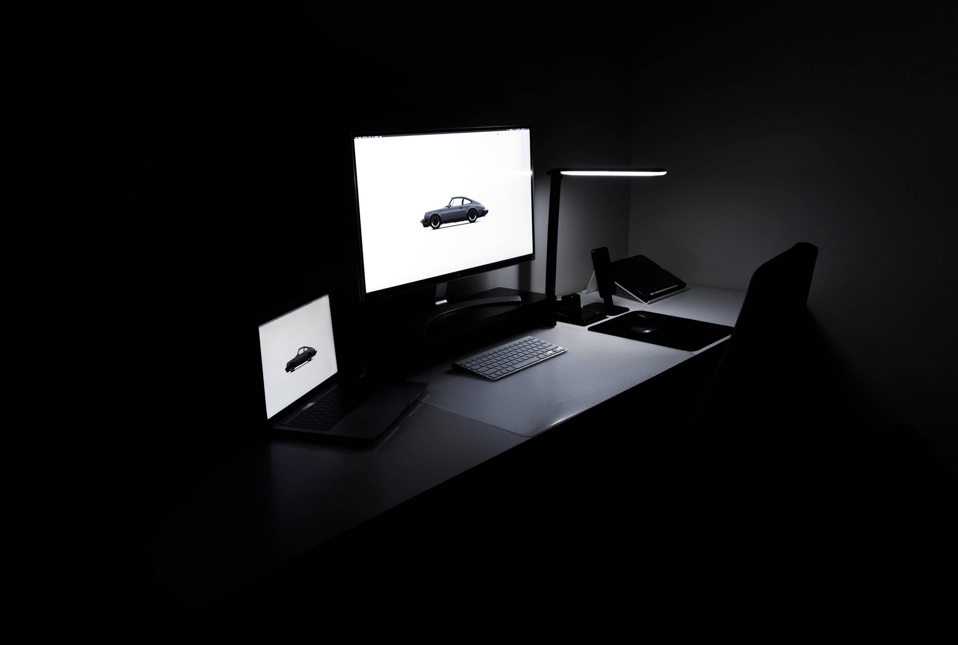 Dark Laptop Black Computer Setup