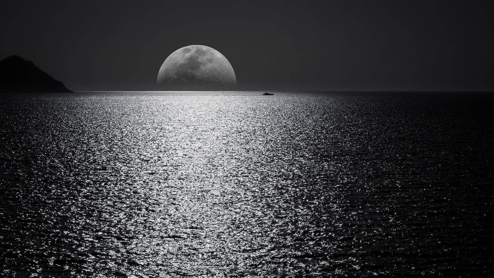 Dark Laptop Moon View On The Ocean