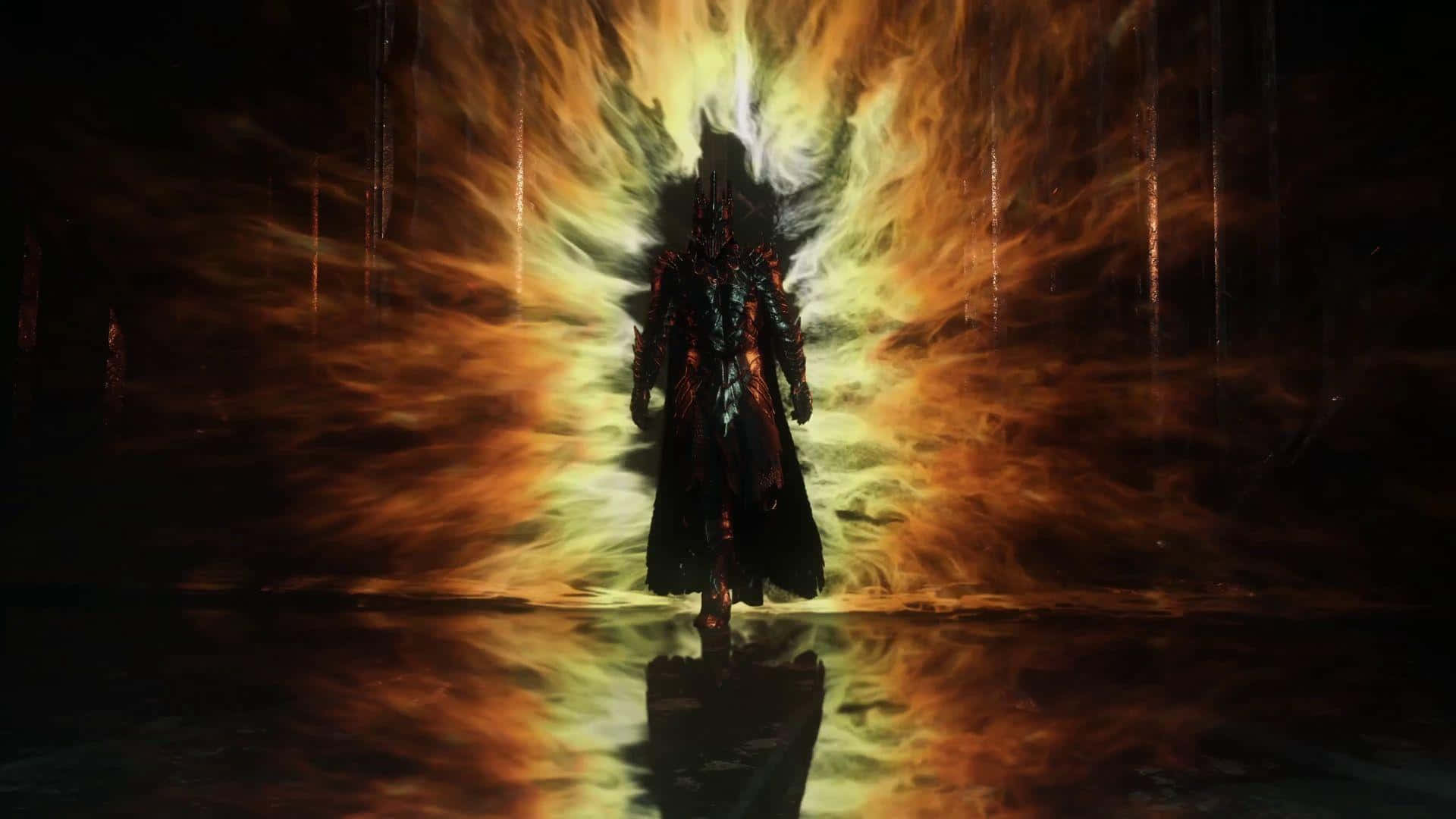Dark Lord Sauron Emerging From Fire Wallpaper