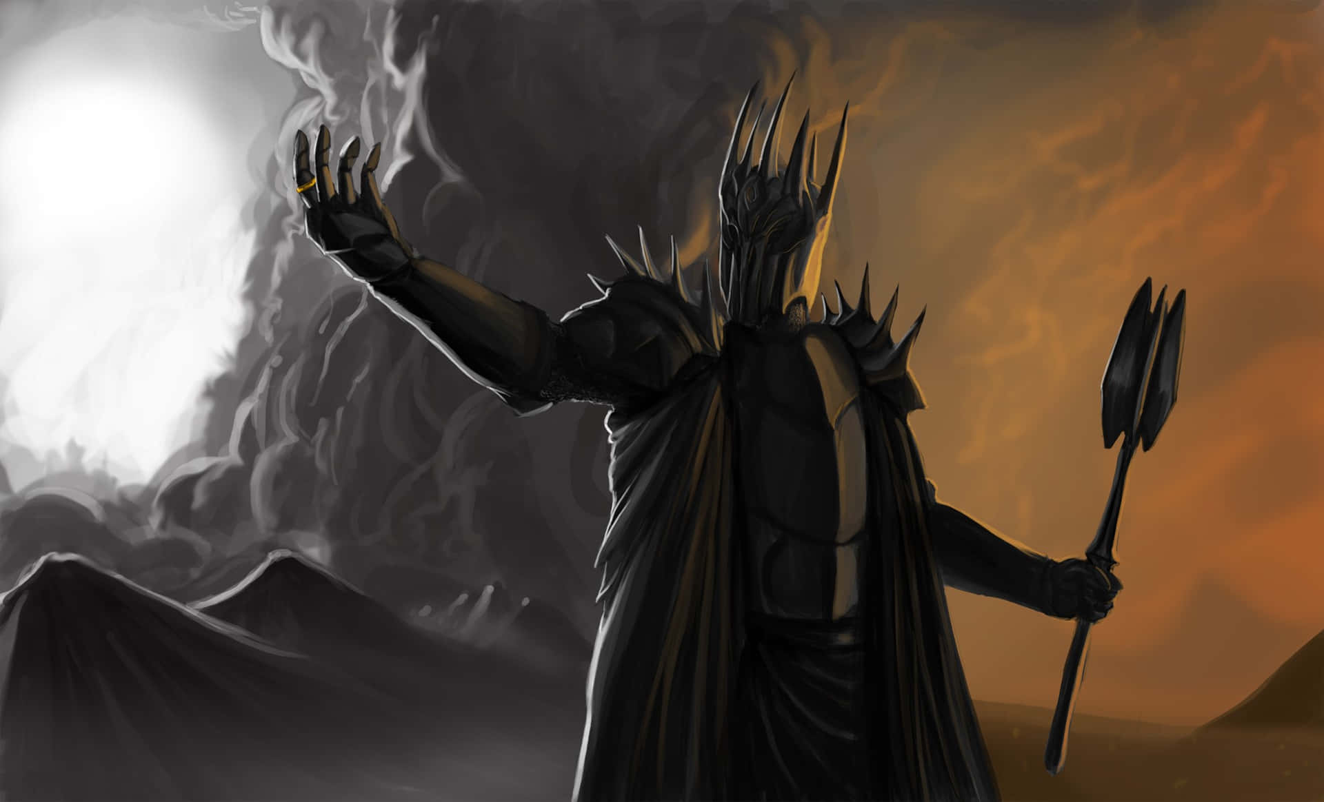 Dark Lord Sauron Mordor Background Wallpaper