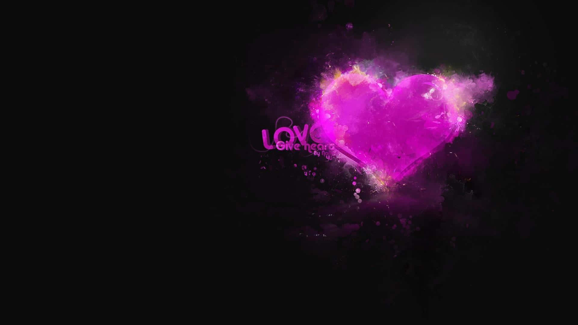 a purple heart with the word love on it