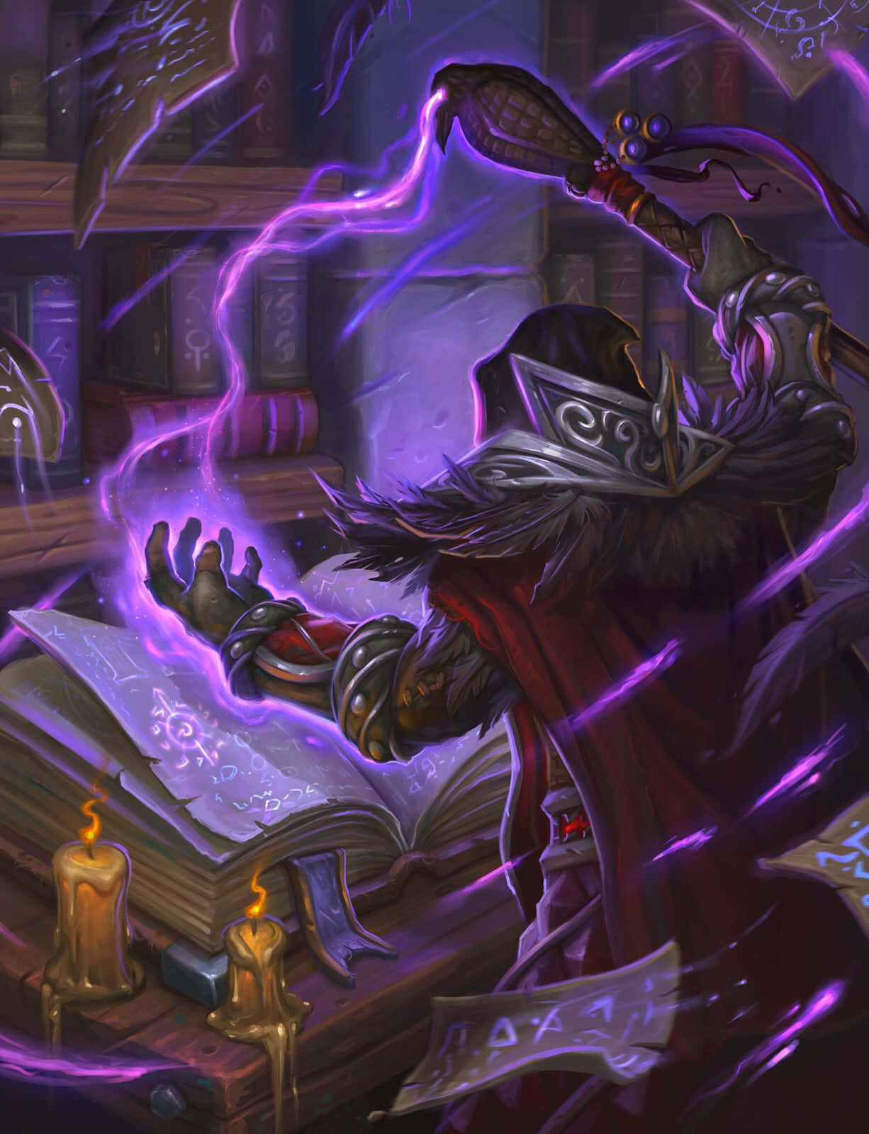 Dark Magic Sorcerer Casting a Powerful Spell Wallpaper