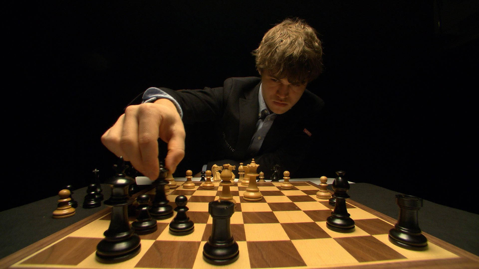 Mørk Magnus Carlsen Chess Træk Mønster Billede Wallpaper