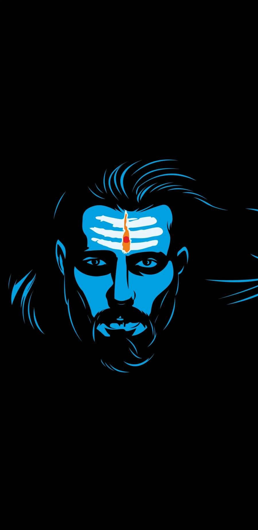 Dark Mahadev In Blue With Forehead Symbol Hd Wallpaper