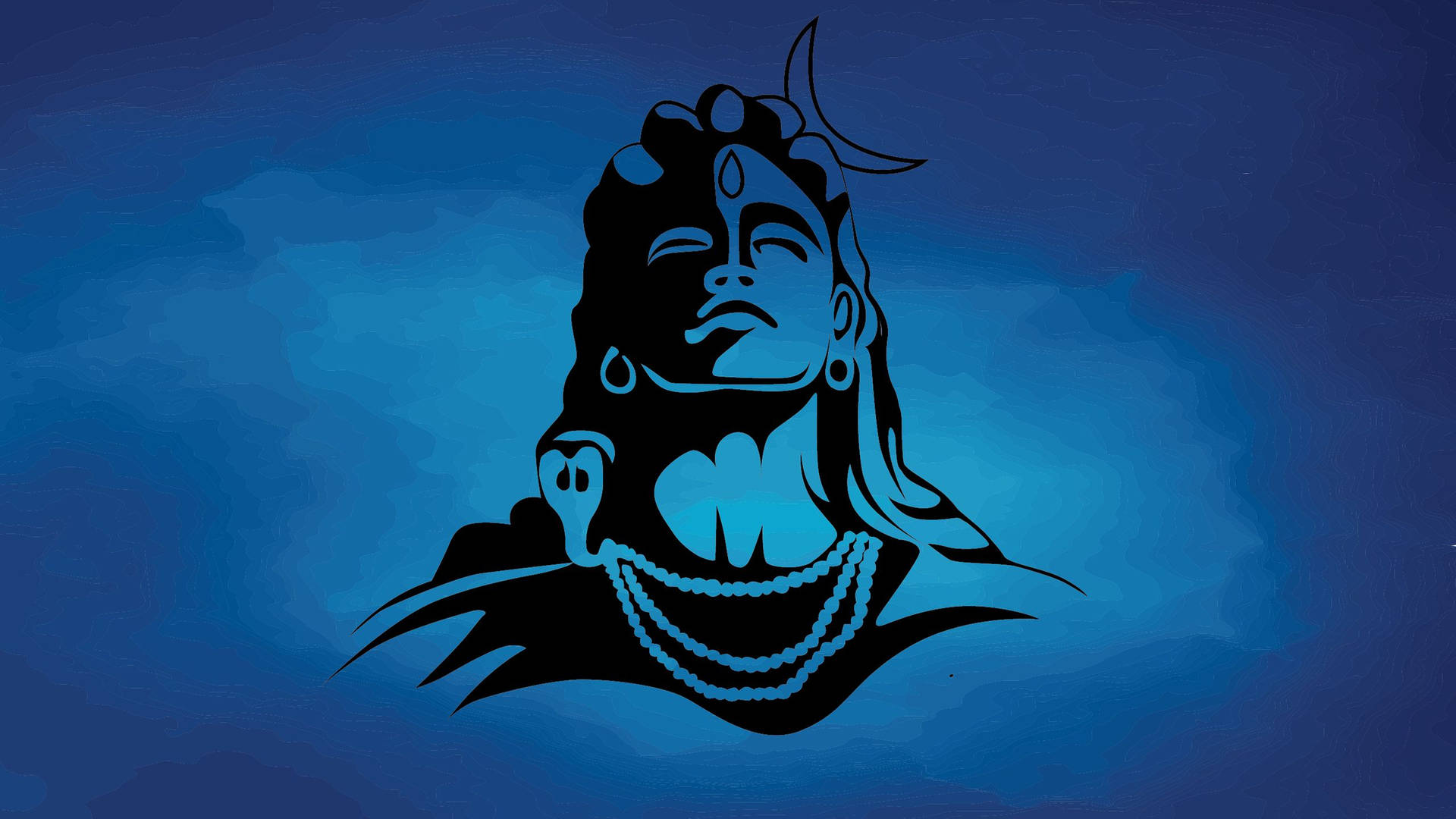 Dark Mahadev Painting On Blue Hd Wallpaper