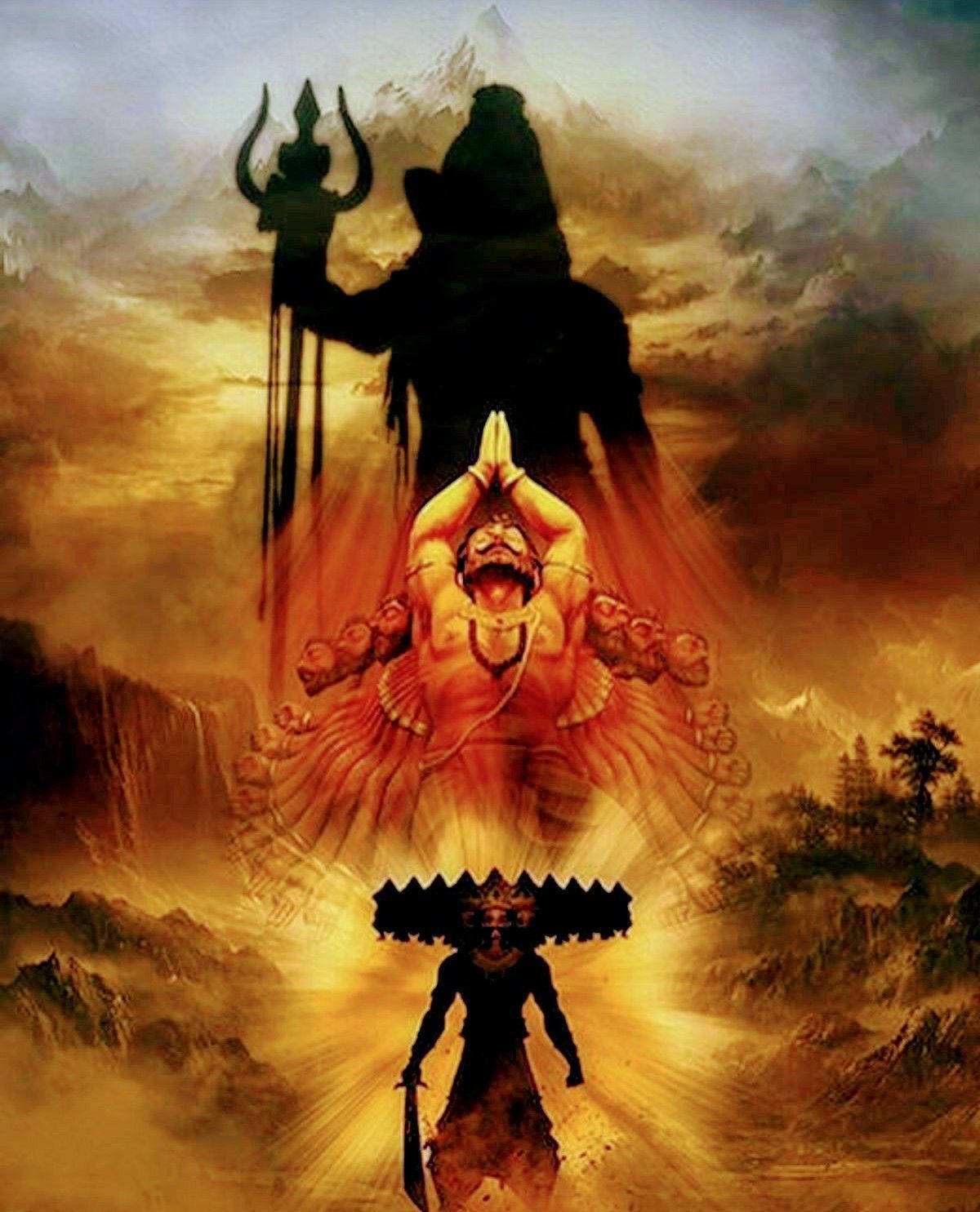 Dark Mahadev Silhouette On Top Of Gods Hd Wallpaper