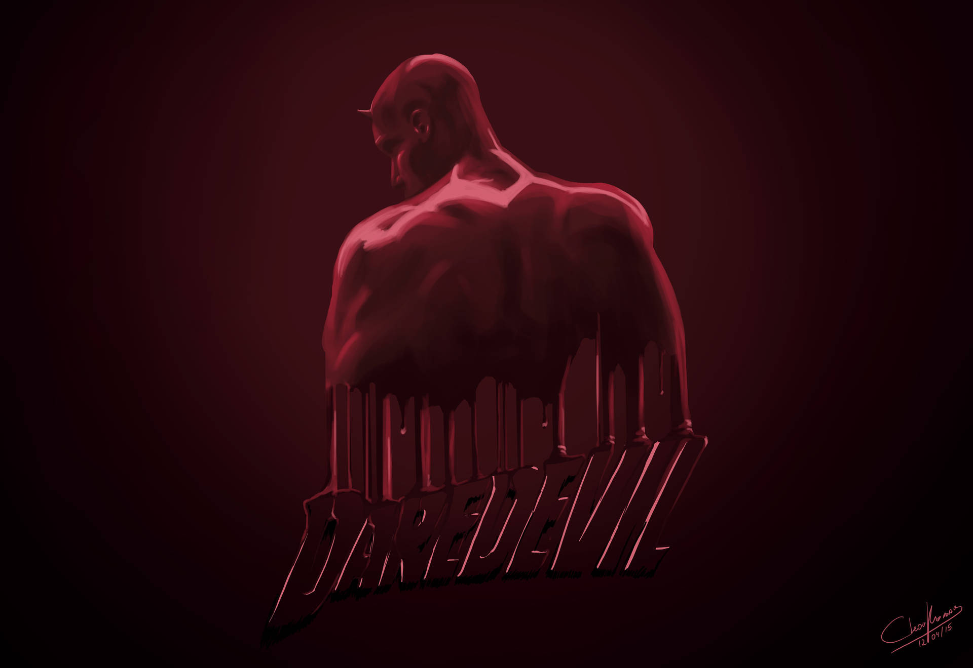 Dark Maroon Daredevil Abstract