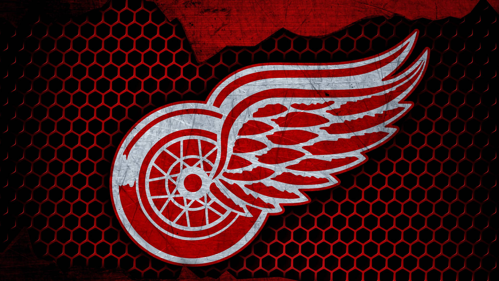 Mørk Metallic Detroit Red Wings Logo Tapet Wallpaper