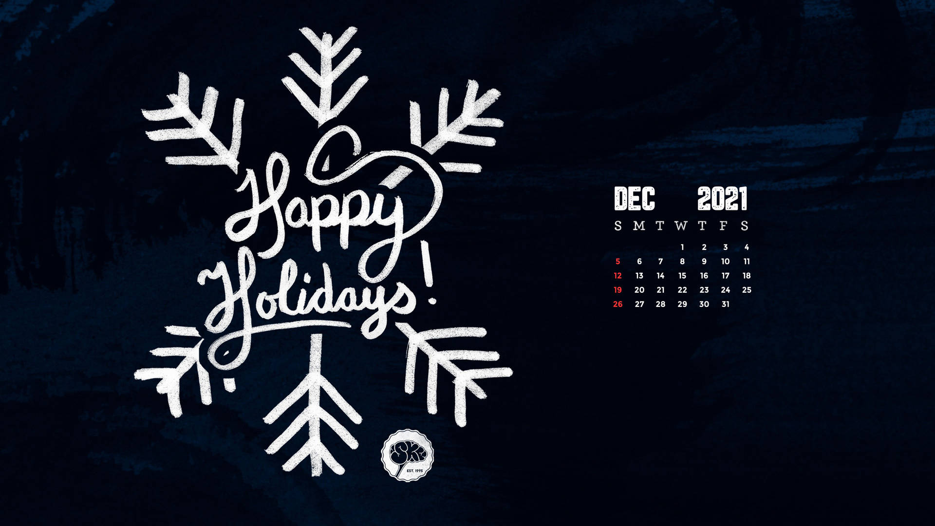 Dark Minimalist December 2021 Calendar