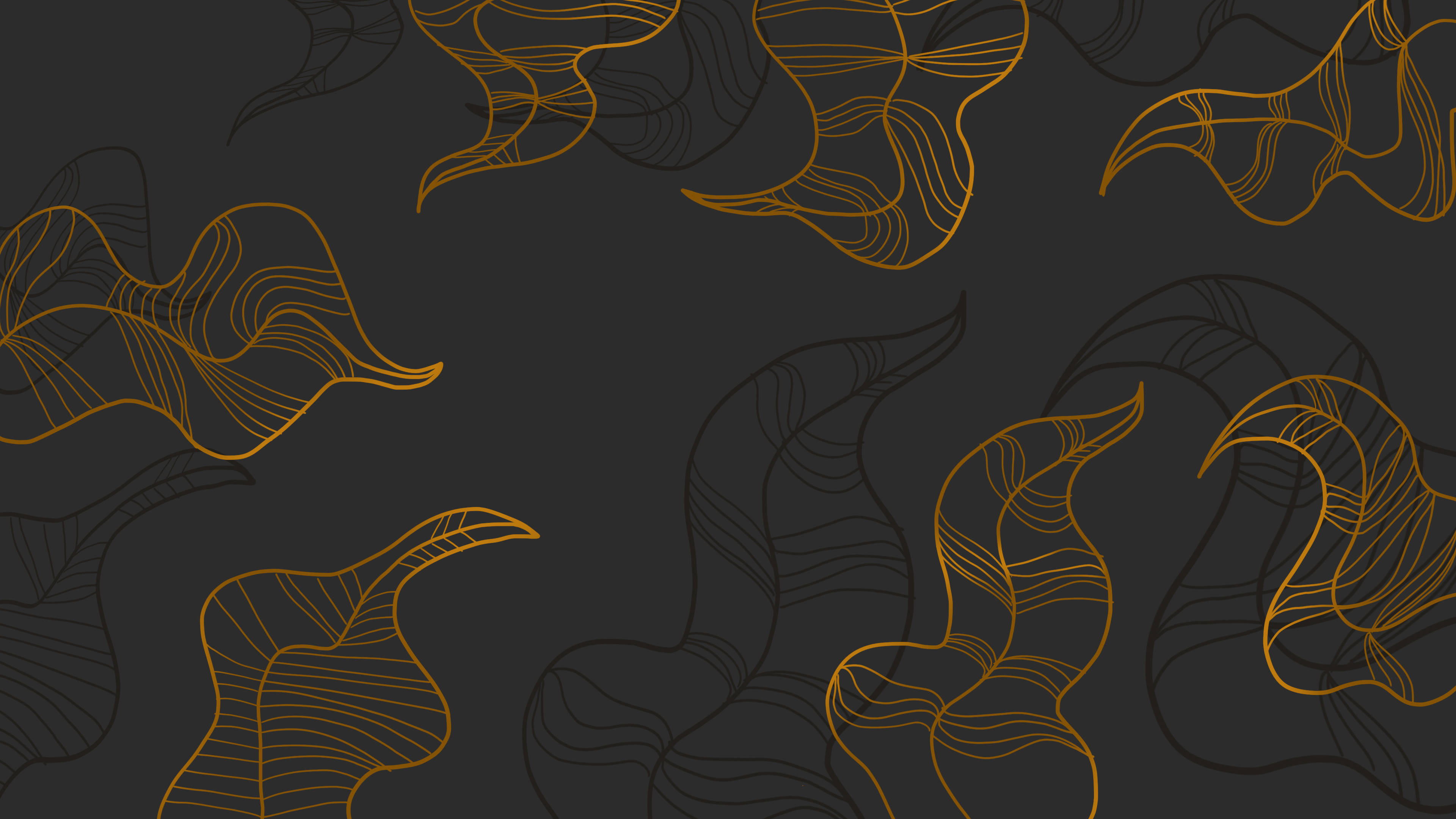 Dark Minimalist Plant Pattern Wallpaper