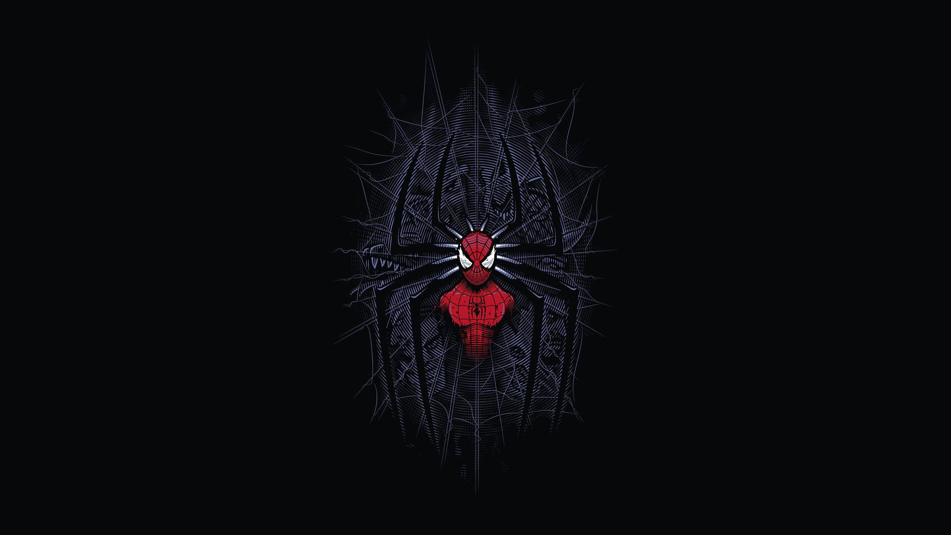 Dark Minimalist Spider Man In Web