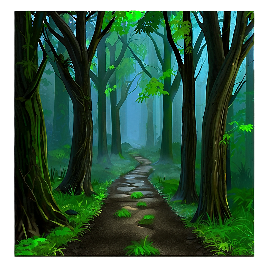 Dark Misty Forest Path Png 06242024 PNG