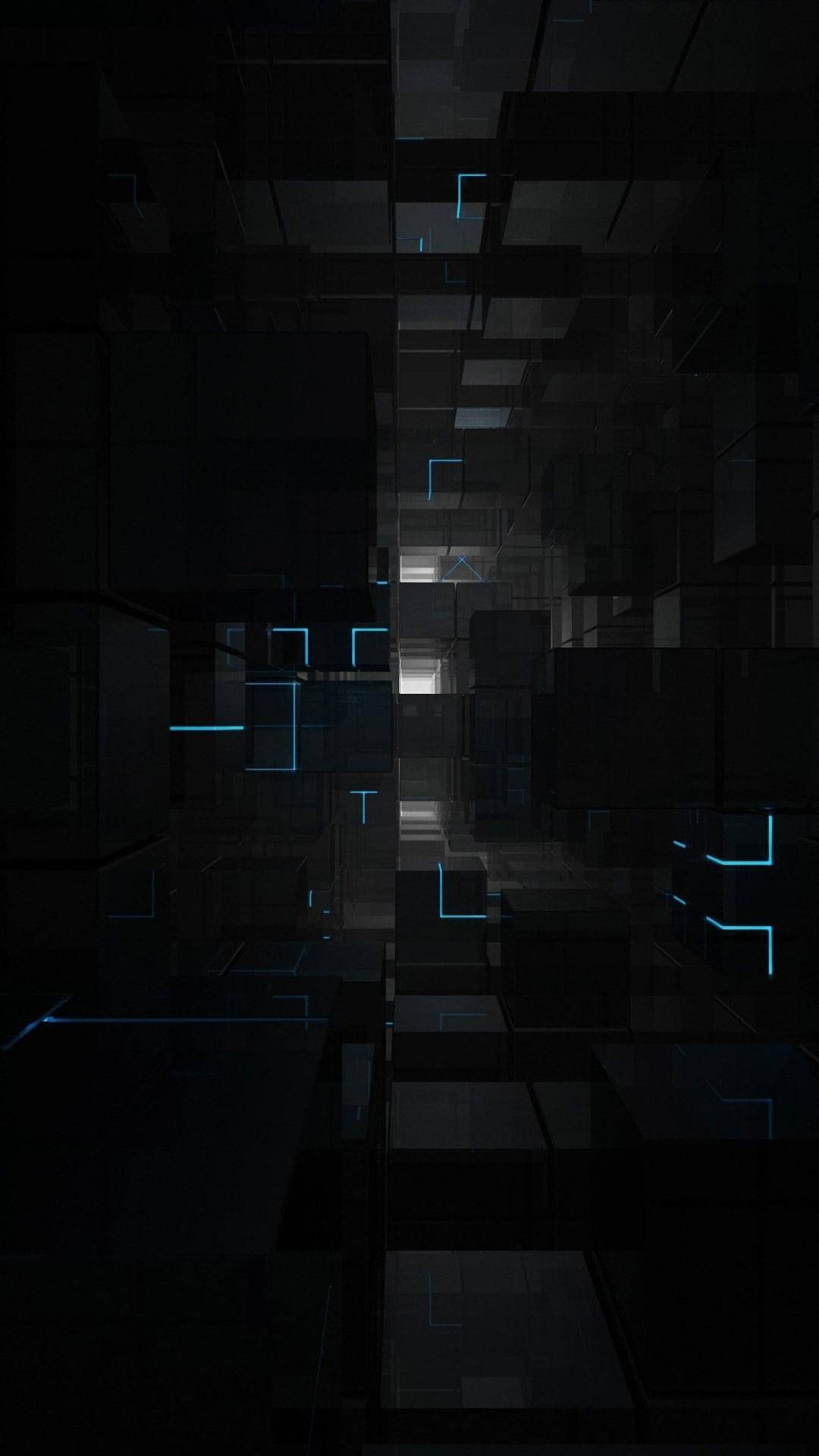 Dark Mode 3d Cubes With Blue Edges