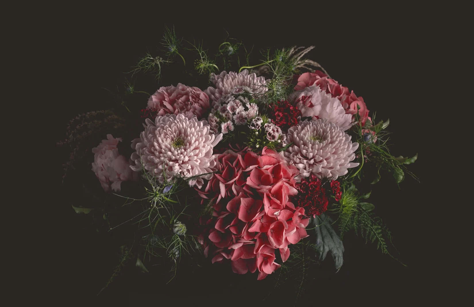 Dark Moody Floral Arrangement Wallpaper