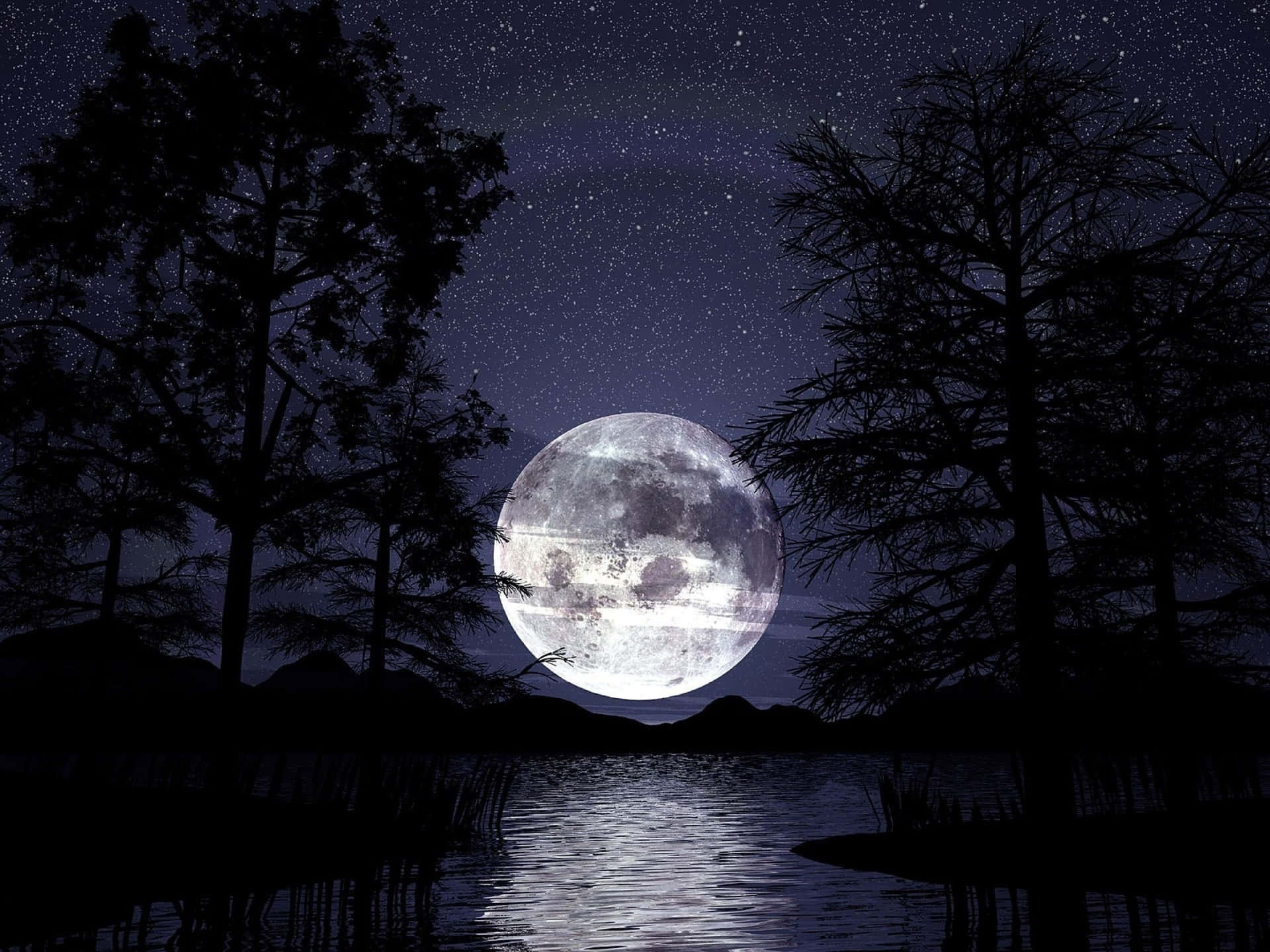 Mysterious Dark Moon Illuminating the Night Sky Wallpaper