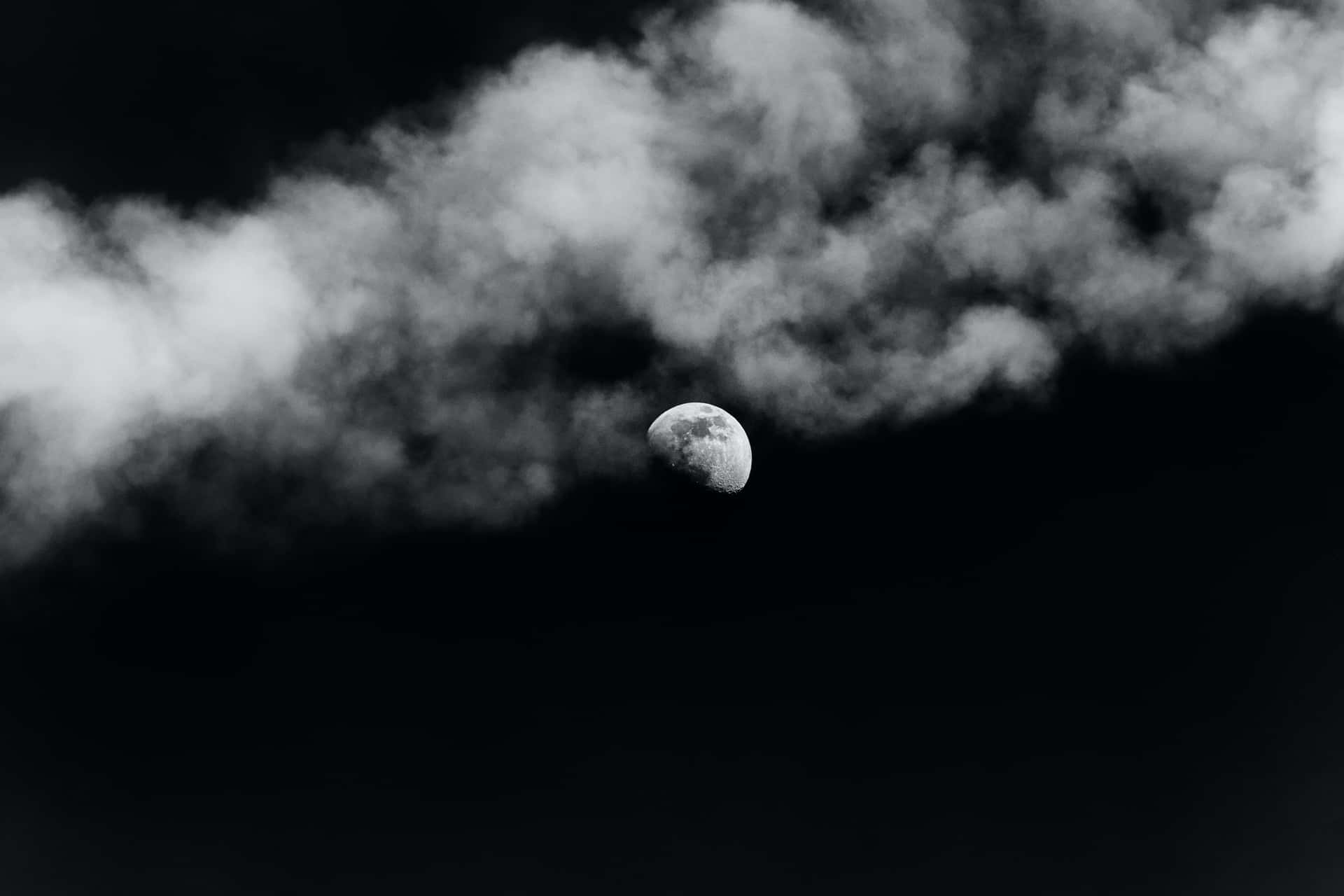 Mysterious Dark Moon in Night Sky Wallpaper