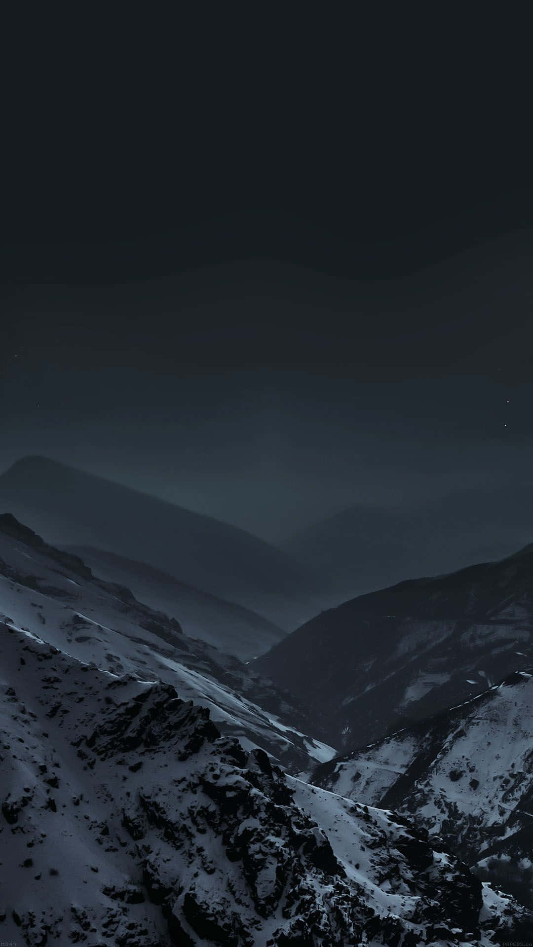 Majestic Dark Mountain against Starry Sky Wallpaper