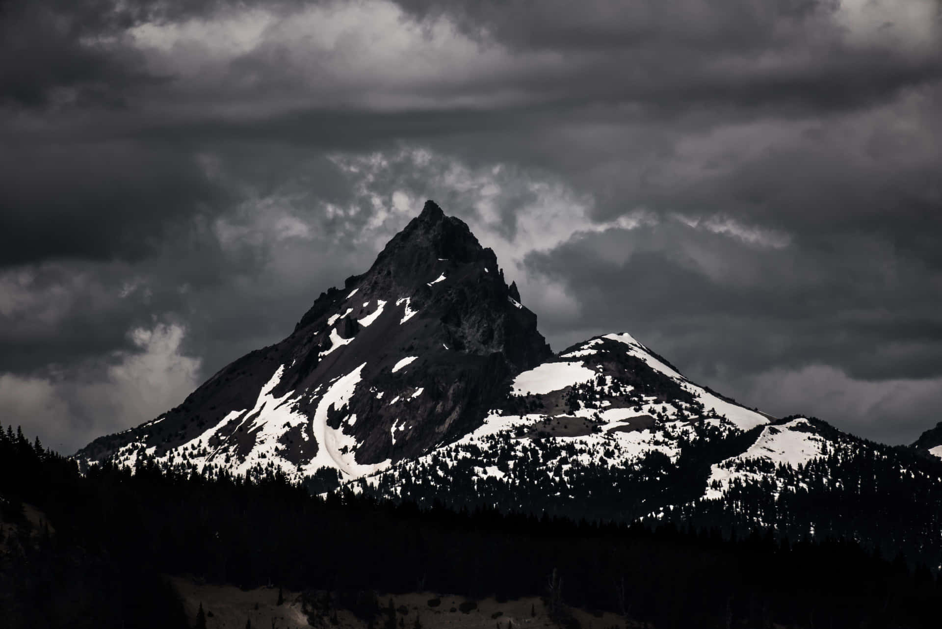Mysterious Dark Mountain Peaks Wallpaper