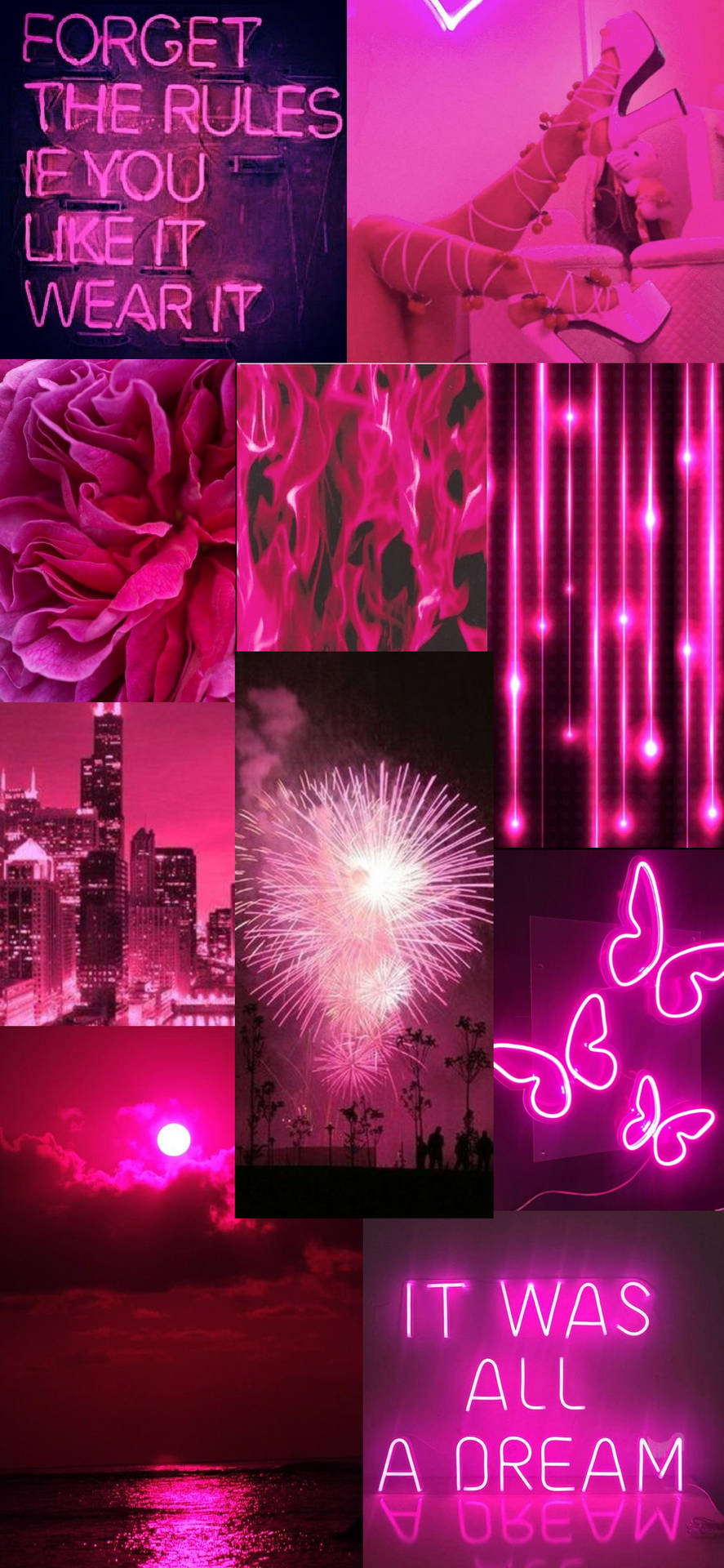 Dark Neon Pink Collage Wallpaper