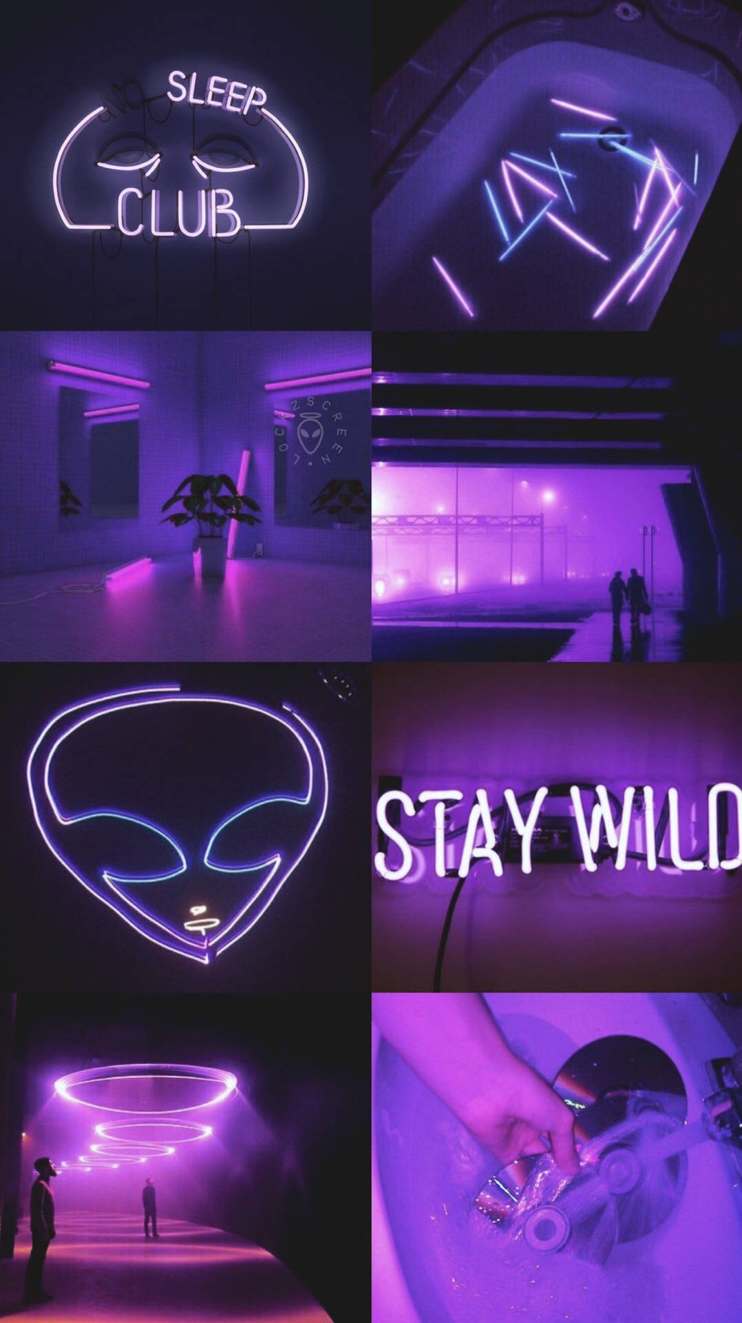Dark Neon Purple Aesthetic Collage