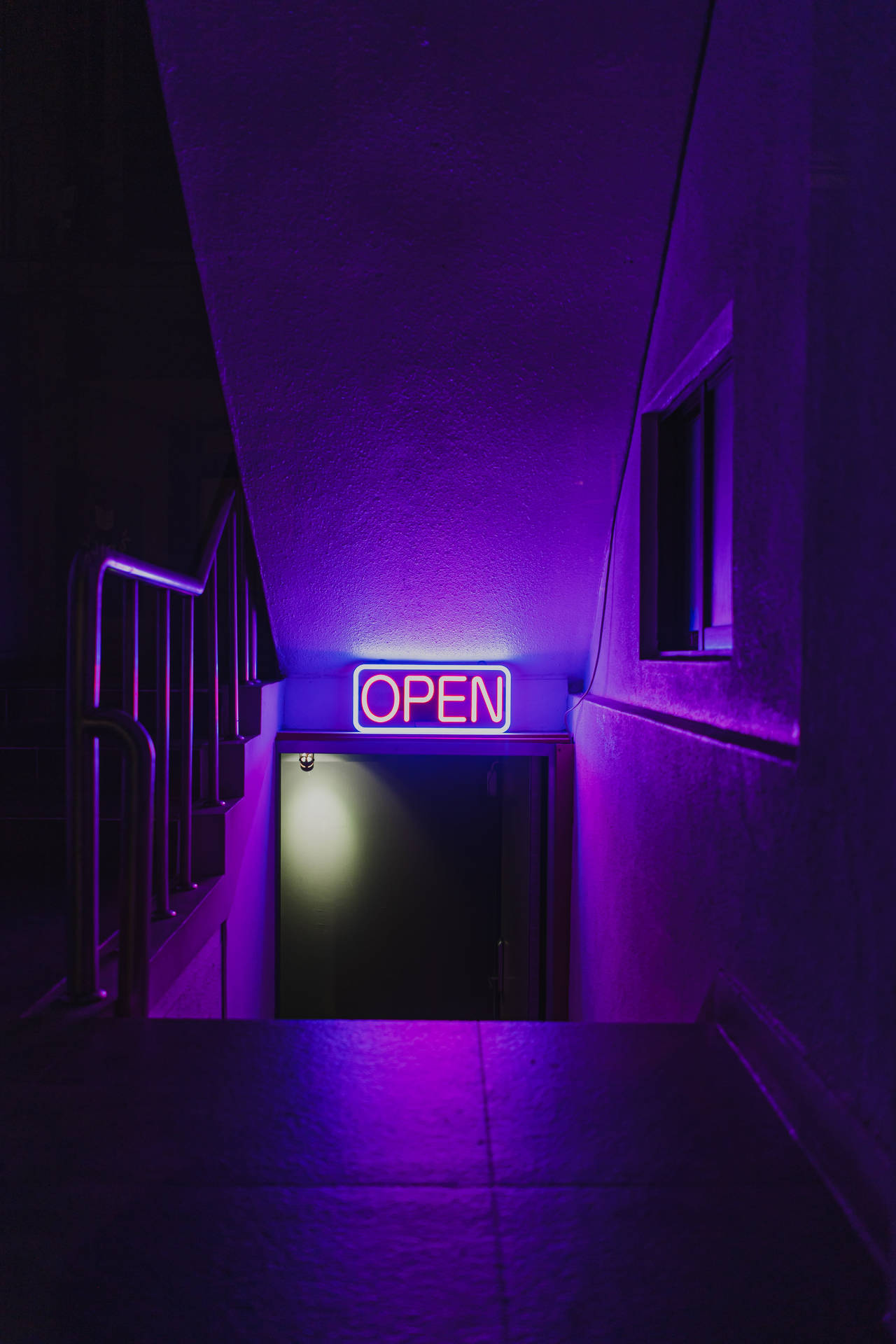 Dark Neon Purple Open Sign Wallpaper