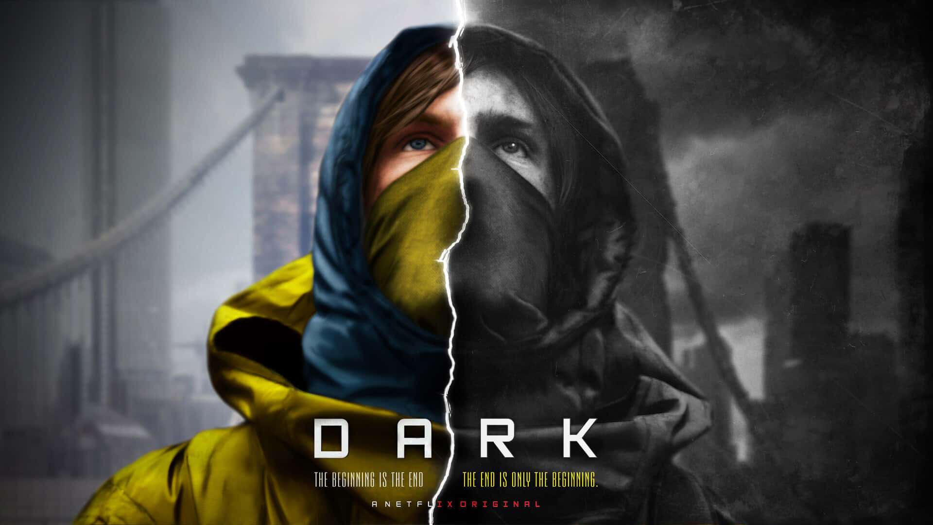 Split Poster Of The Dark Netflix Original Series Wallpaper