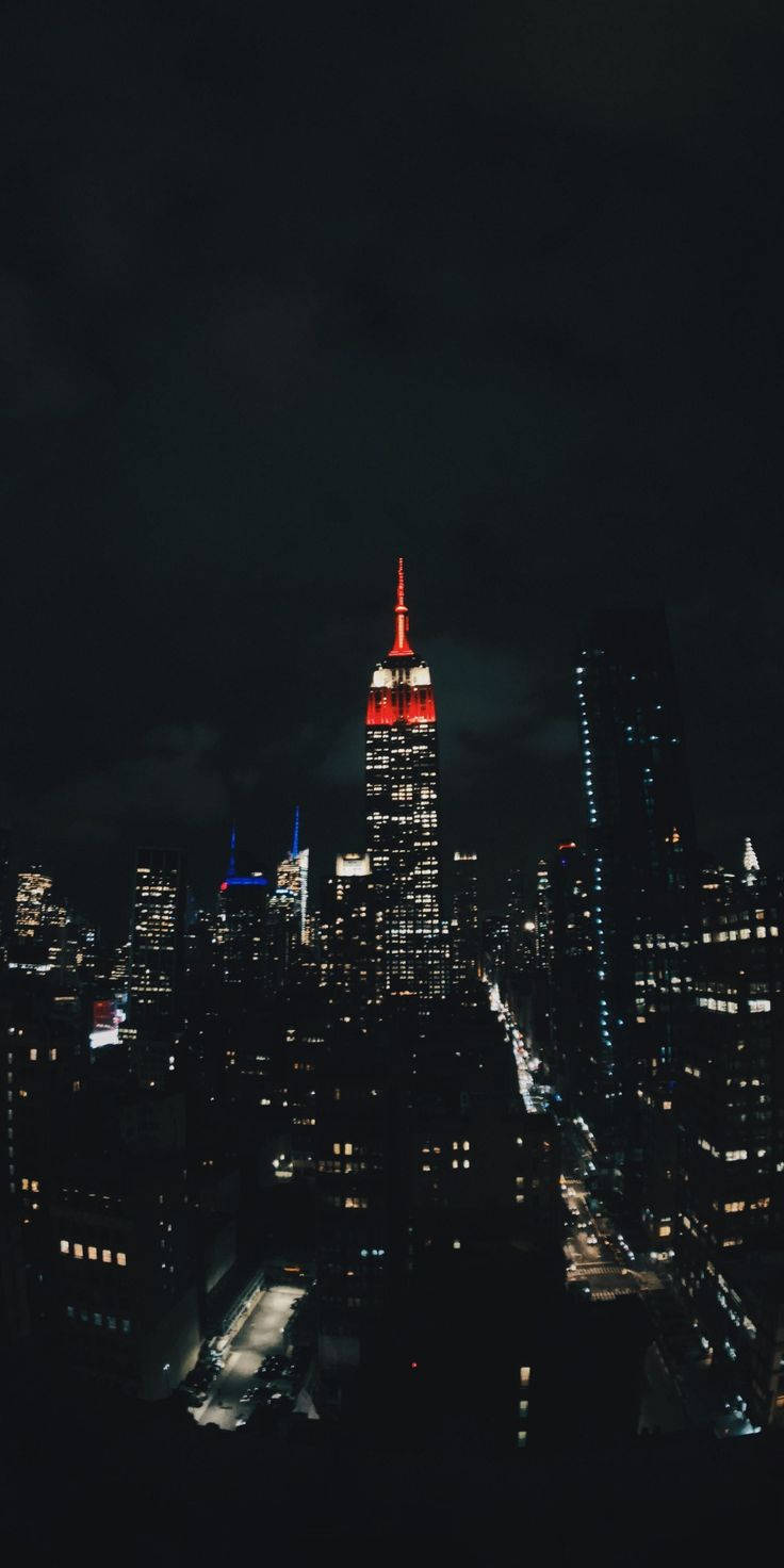 Notte Oscura Ed Empire State Building Sfondo