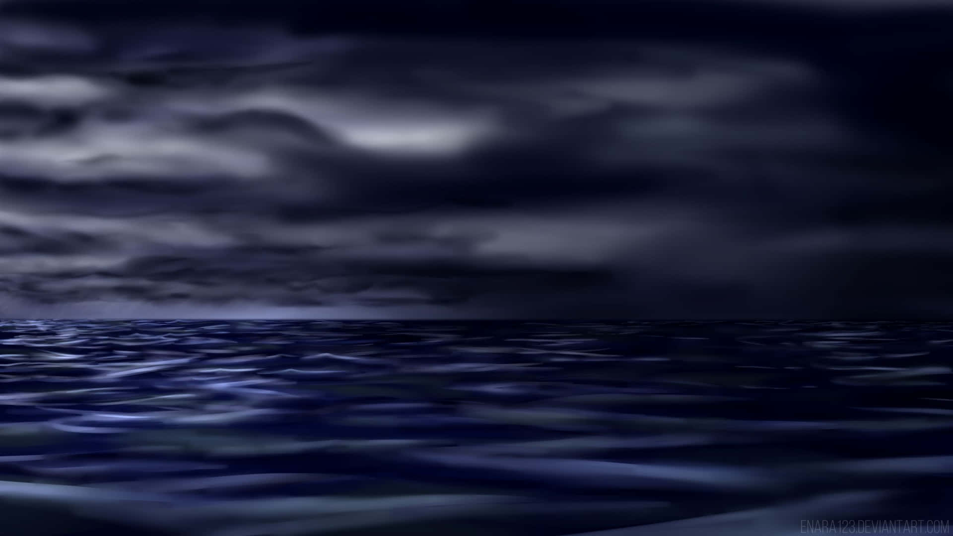 Enigmatic Dark Ocean Waves under Majestic Moonlight Wallpaper