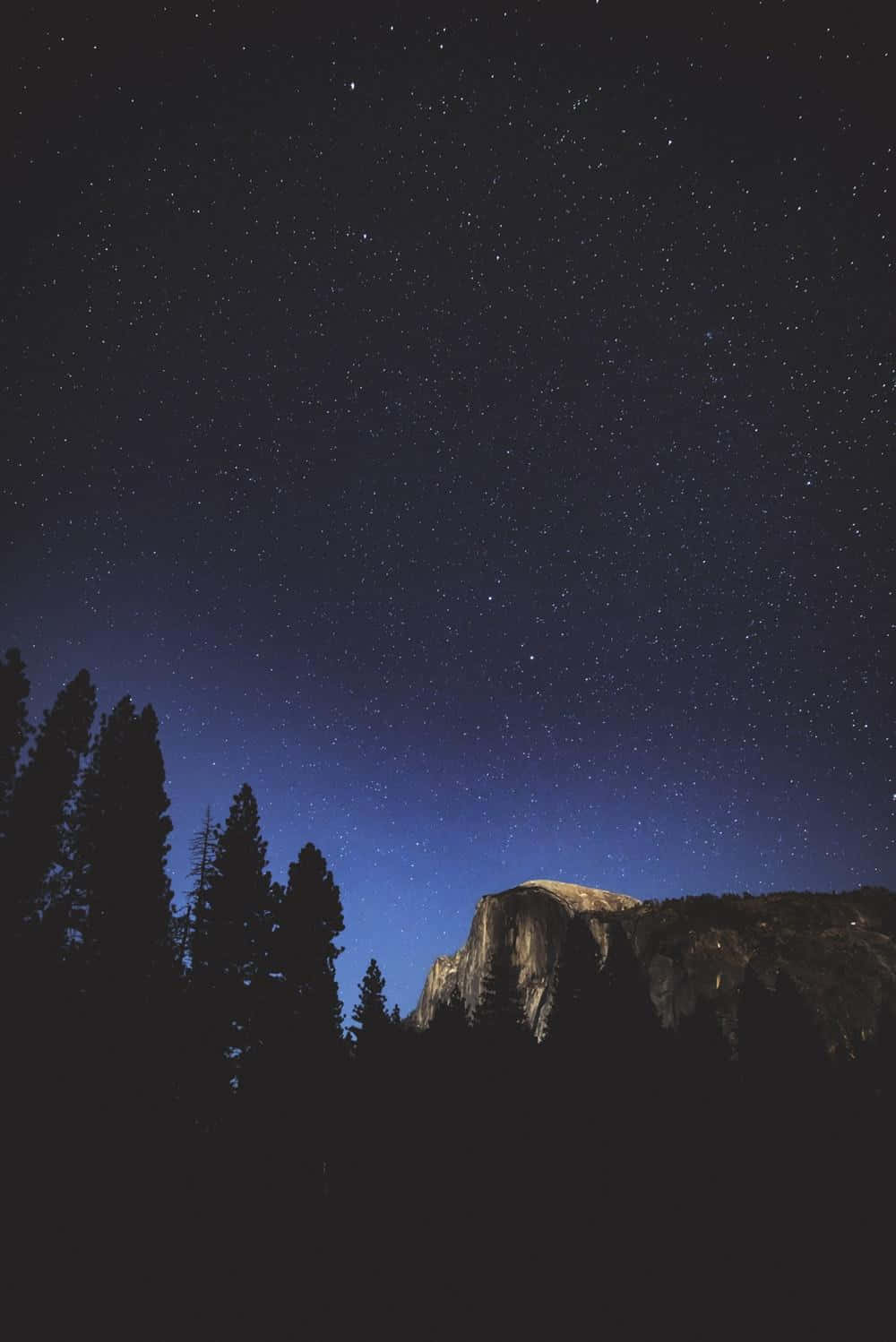 A Night Sky With Stars And Trees