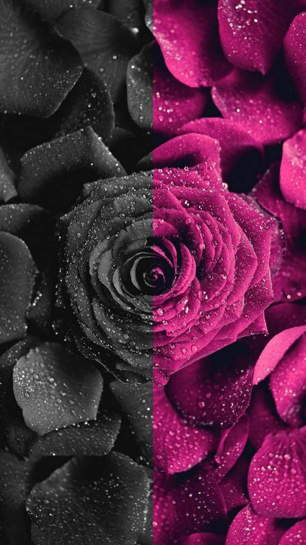 Luksuriøse, modige og lyse mørke pink blomster Wallpaper
