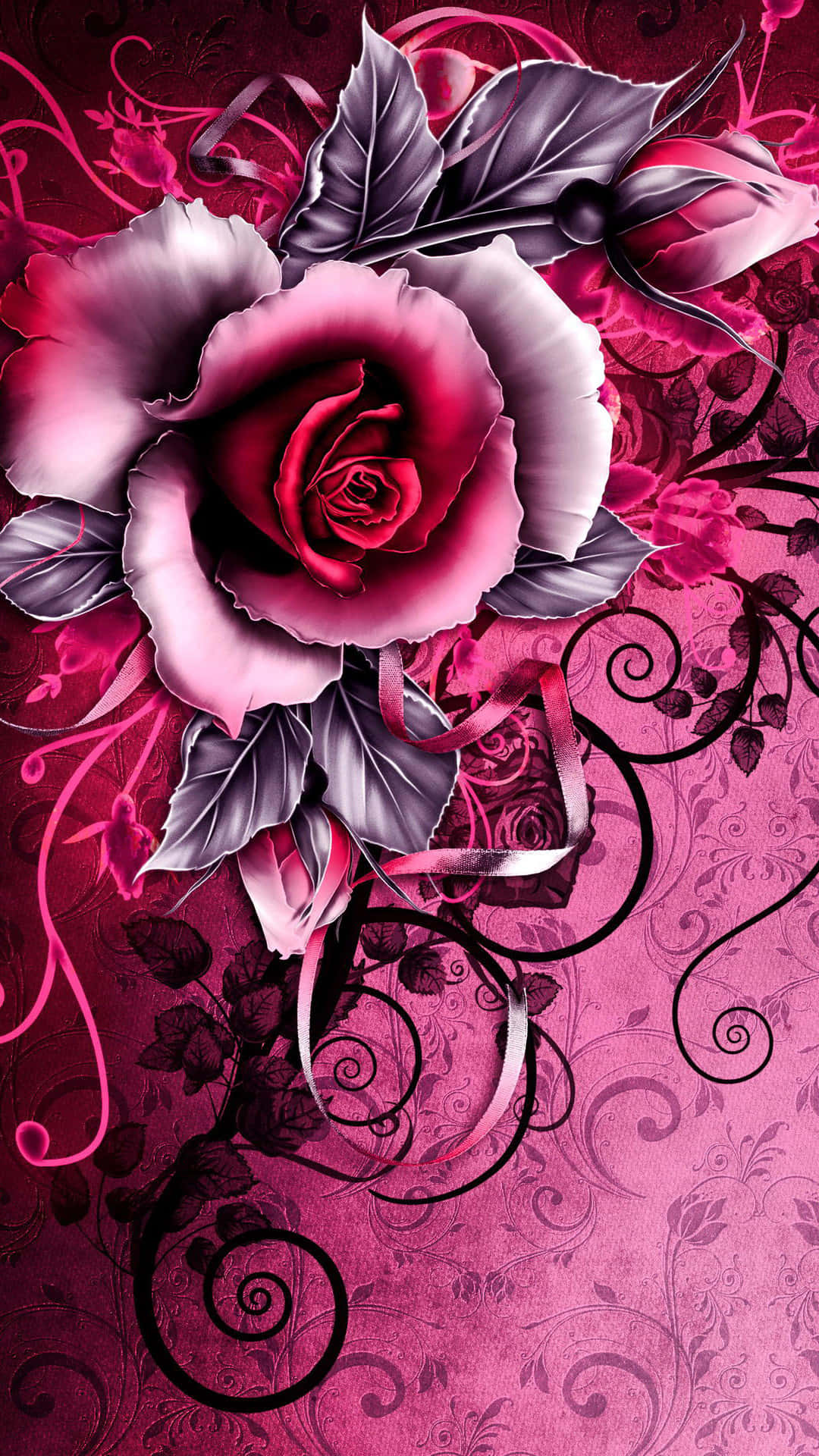Dark Pink Rose Artistic Background Wallpaper