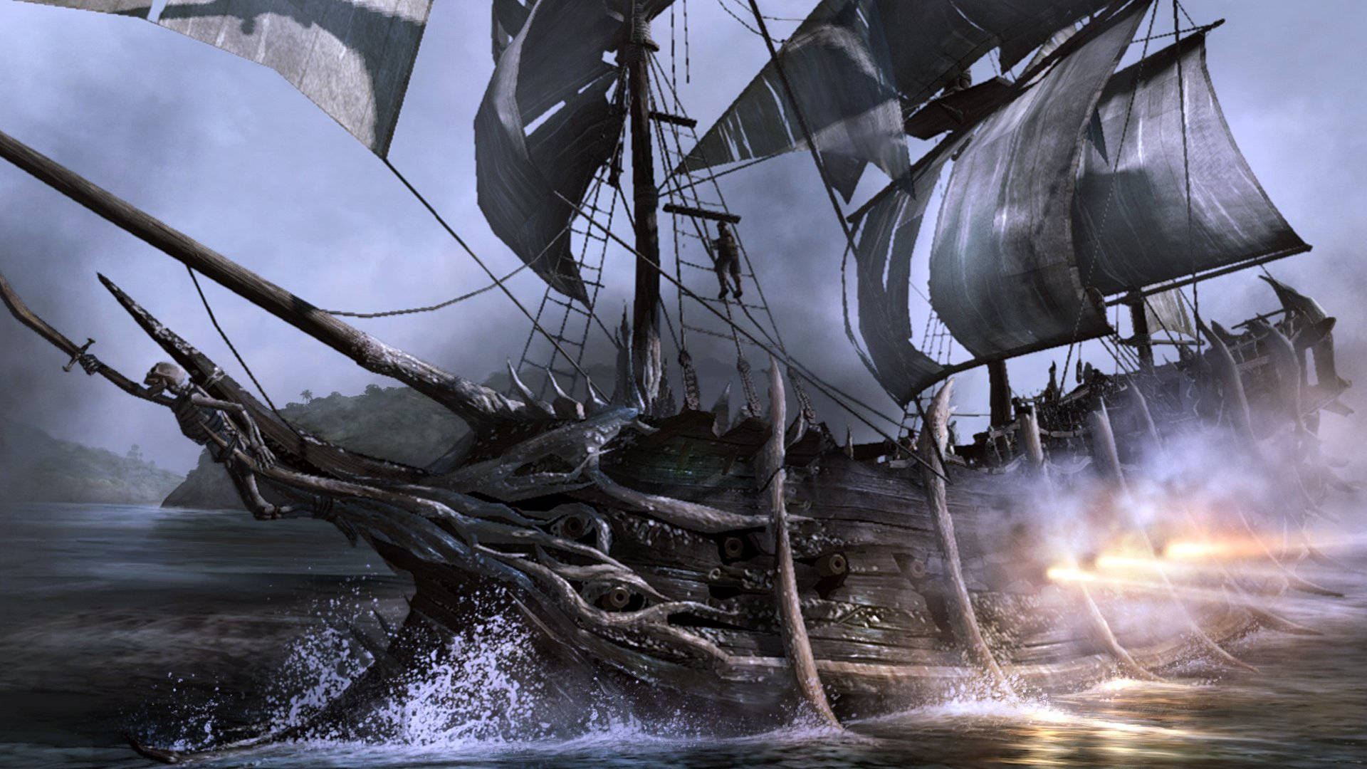 Dark Pirate Ship Wallpaper