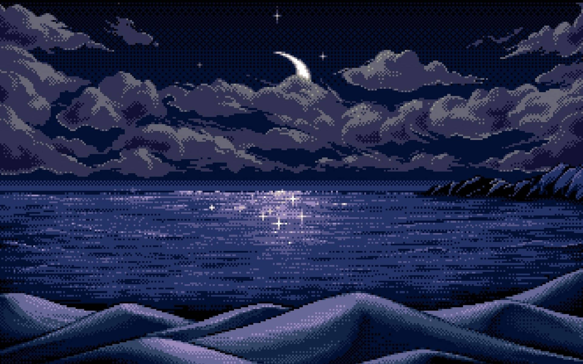 Dark Pixel Sparkling Beach Wallpaper