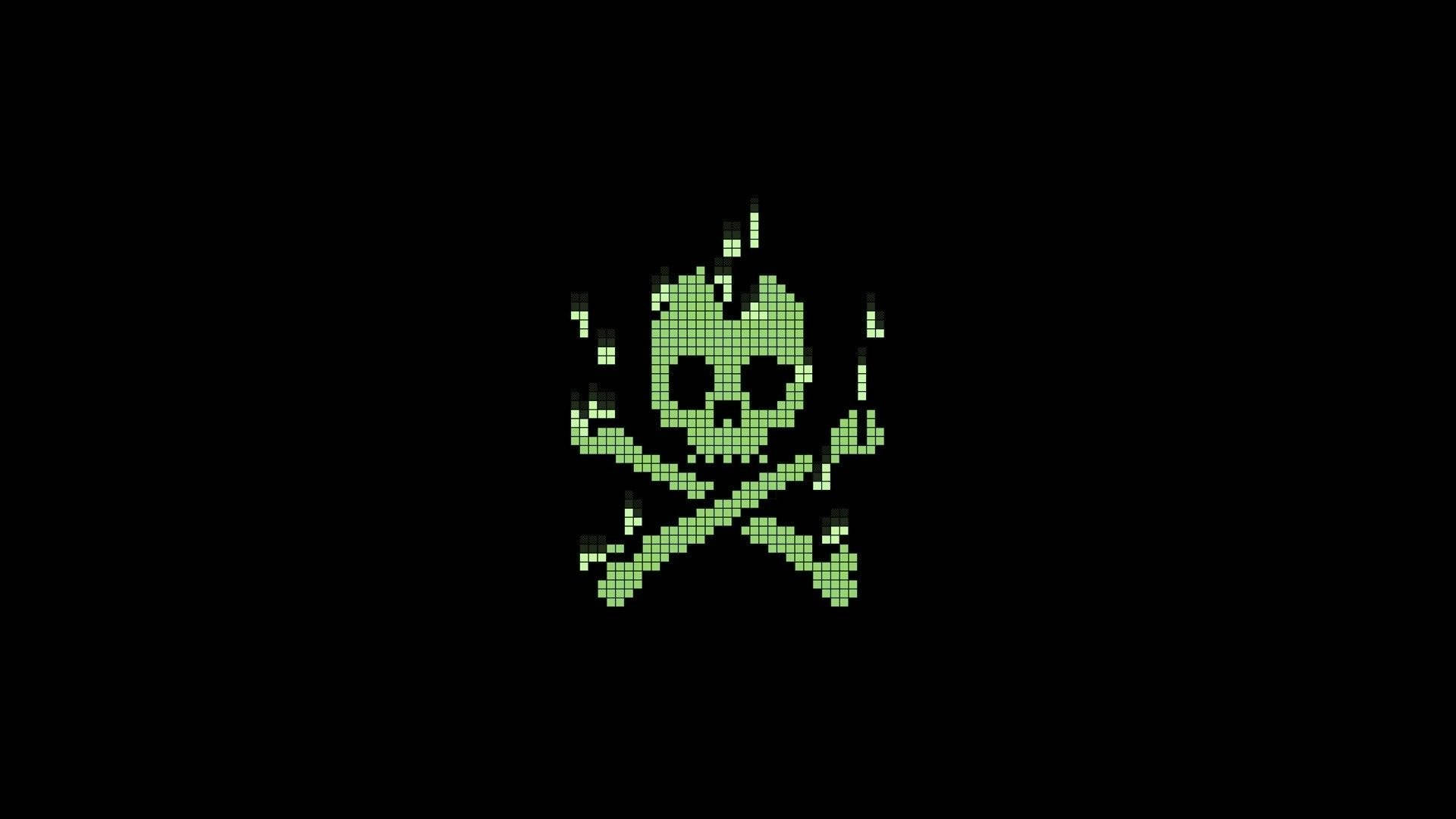 Dark Pixel Green Skull Wallpaper