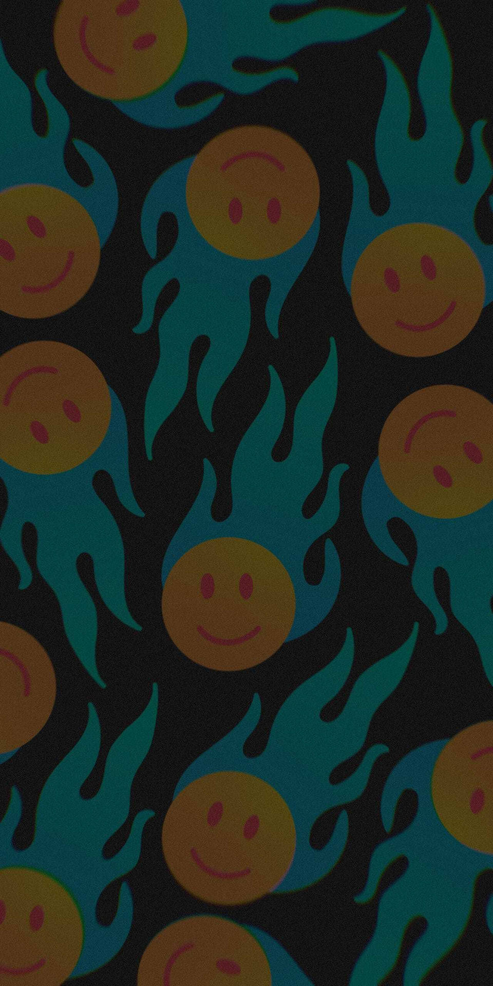 Dark Preppy Smiley Face Pattern Wallpaper