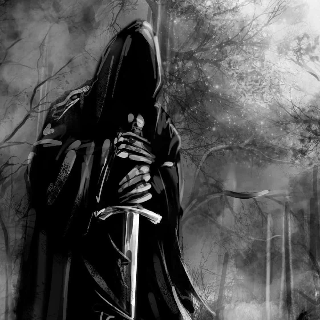 Immaginedel Profilo Con Il Grim Reaper Con La Spada Oscura