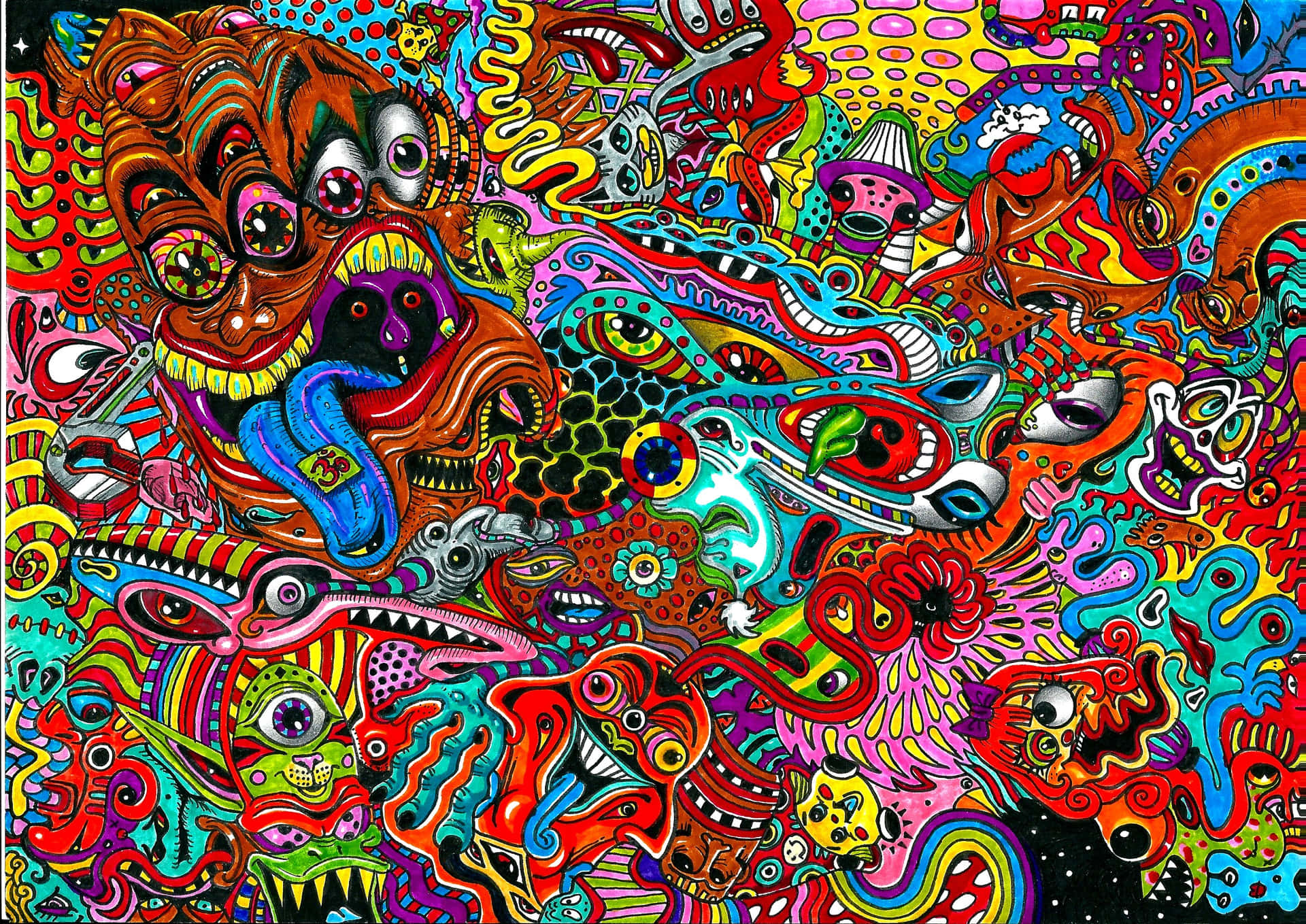 De forførende farver af Dark Psychedelic tapet. Wallpaper
