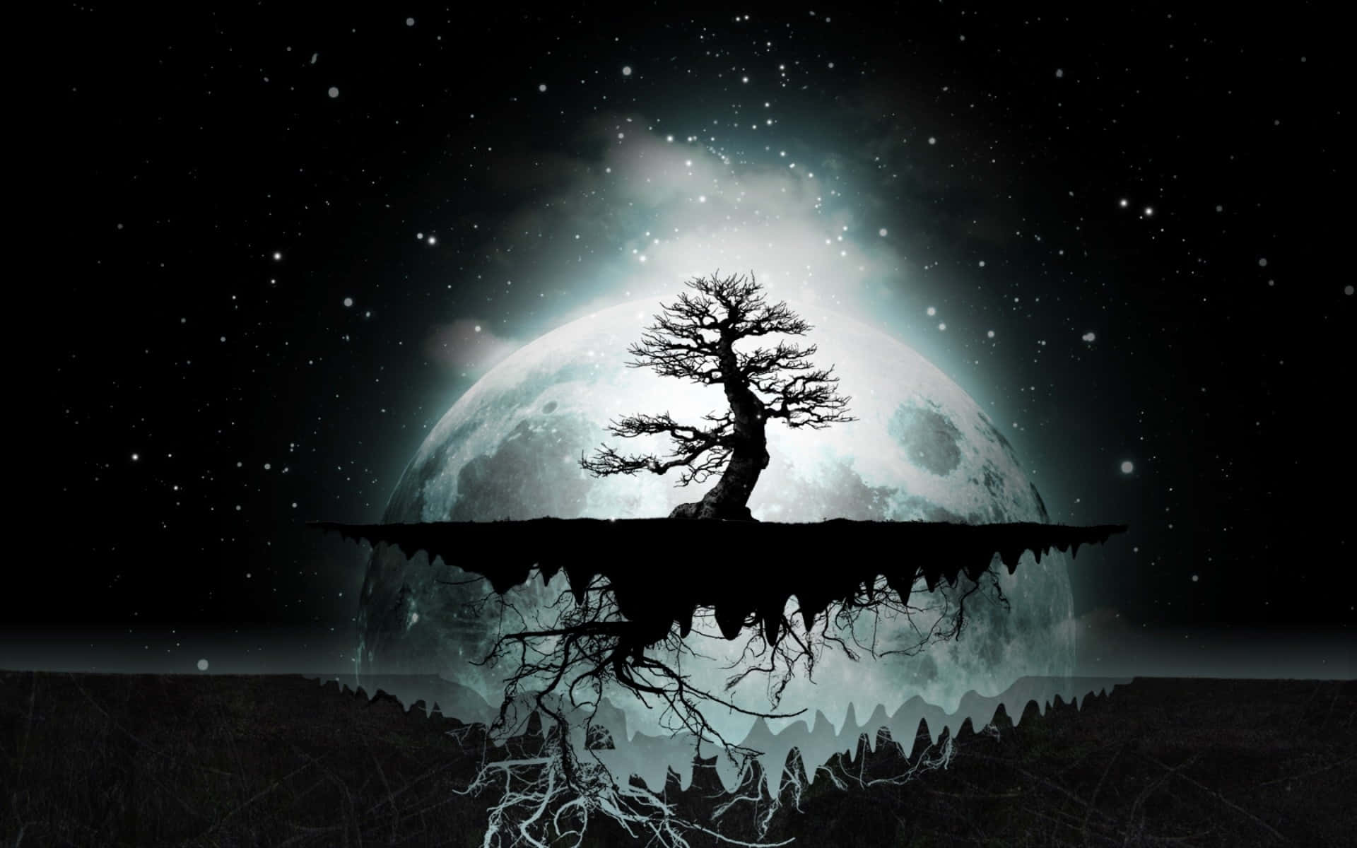 Dark Psychedelic Hd Tree Silhouette Wallpaper