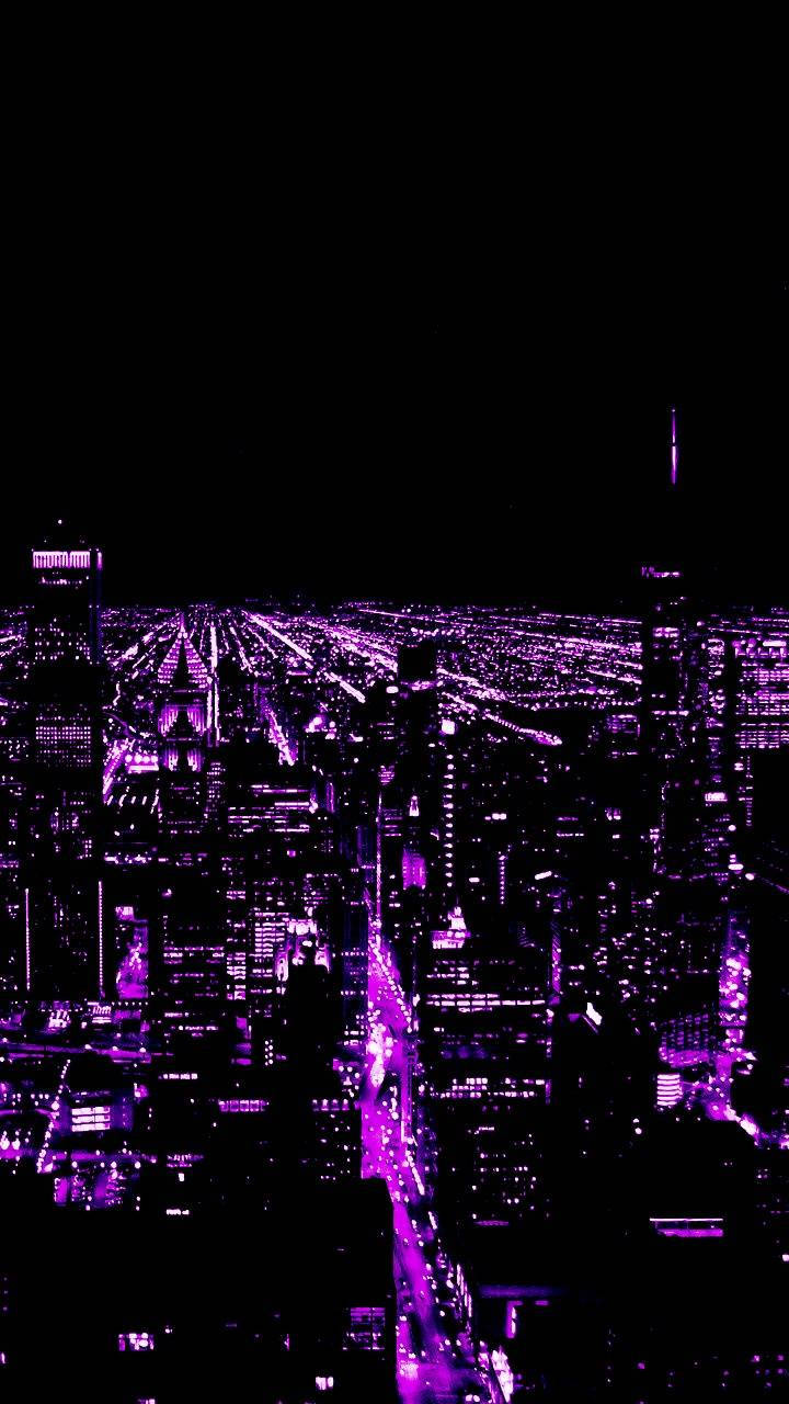 Dark Purple Aesthetic City Lights Wallpaper