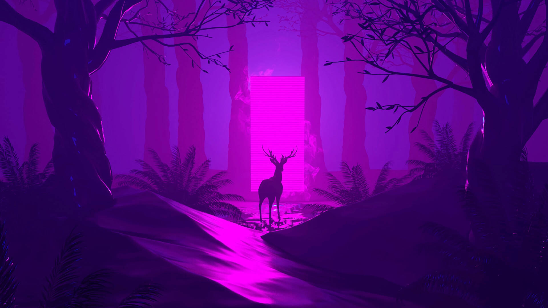 Dark Purple Aesthetic Forest Wallpaper