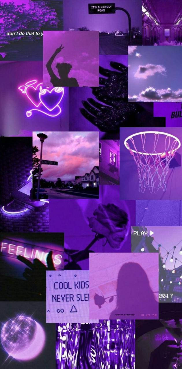 Dark Purple And Black Collage Aesthetic Wallpaper