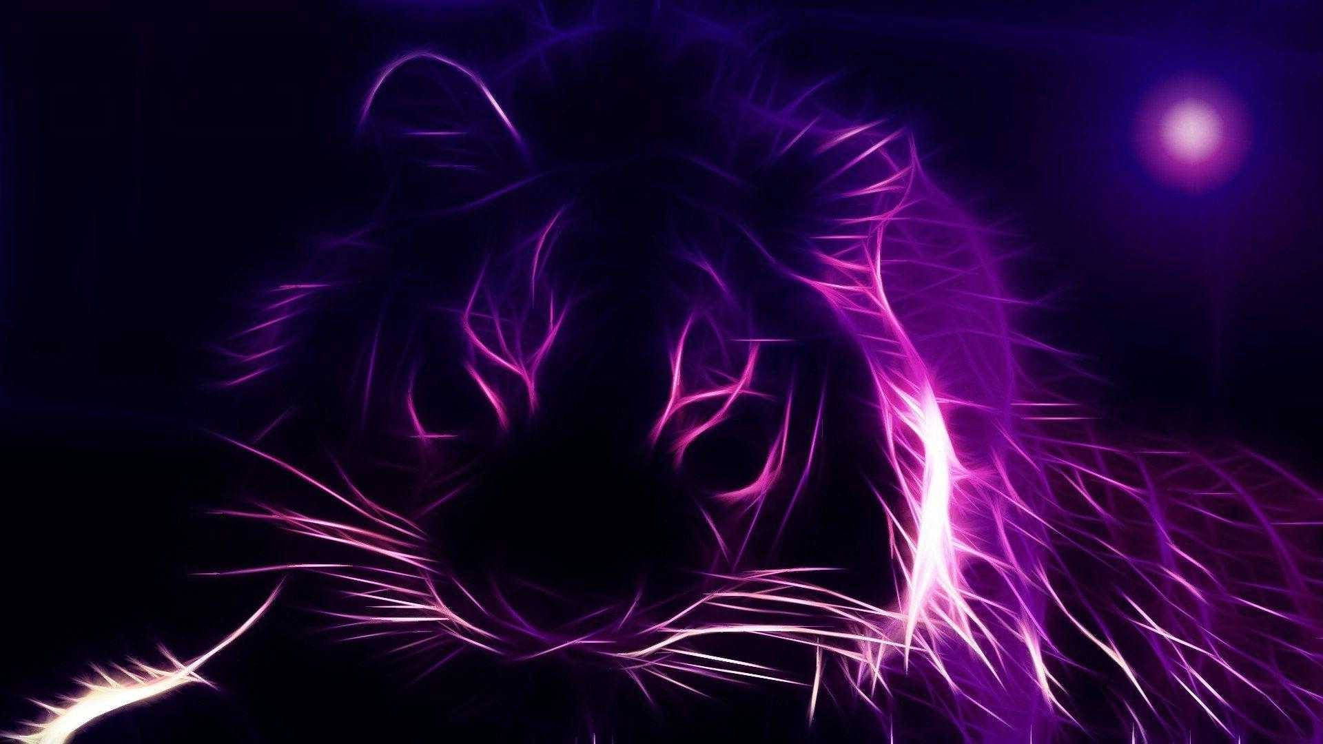 Dark Purple And Black Neon Tiger Wallpaper