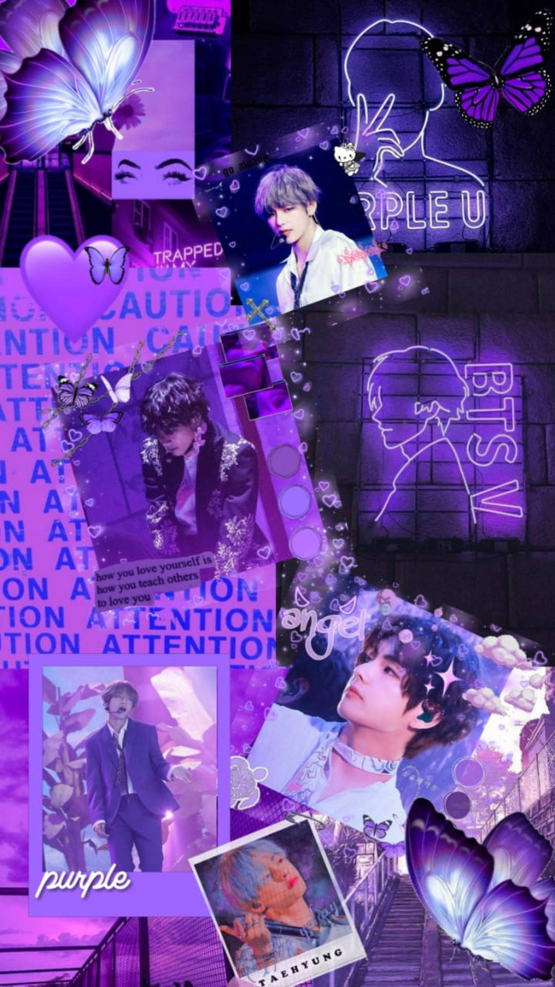 Dark Purple Collage Aesthetic Bts Collcection Portrait Wallpaper