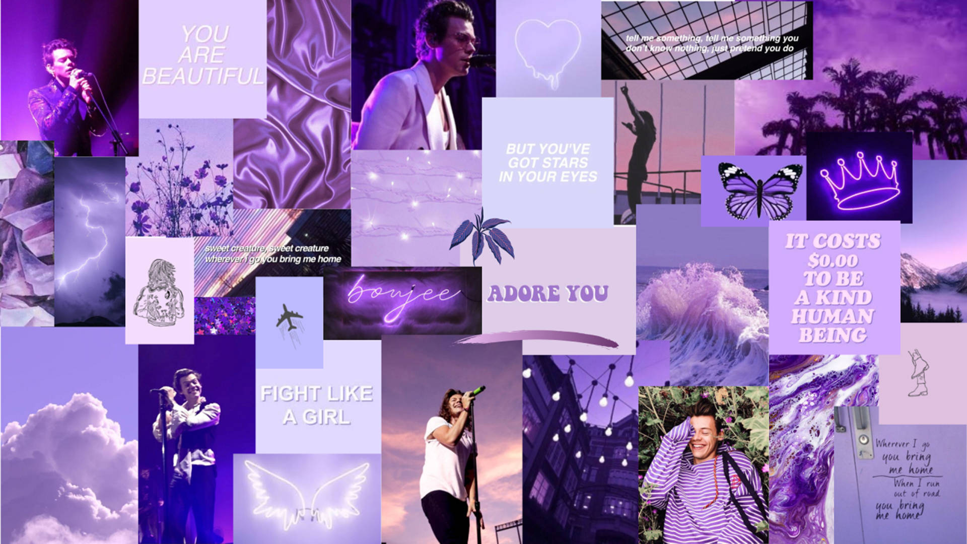 Dark Purple Collage Aesthetic One Directin Harry Styles Wallpaper