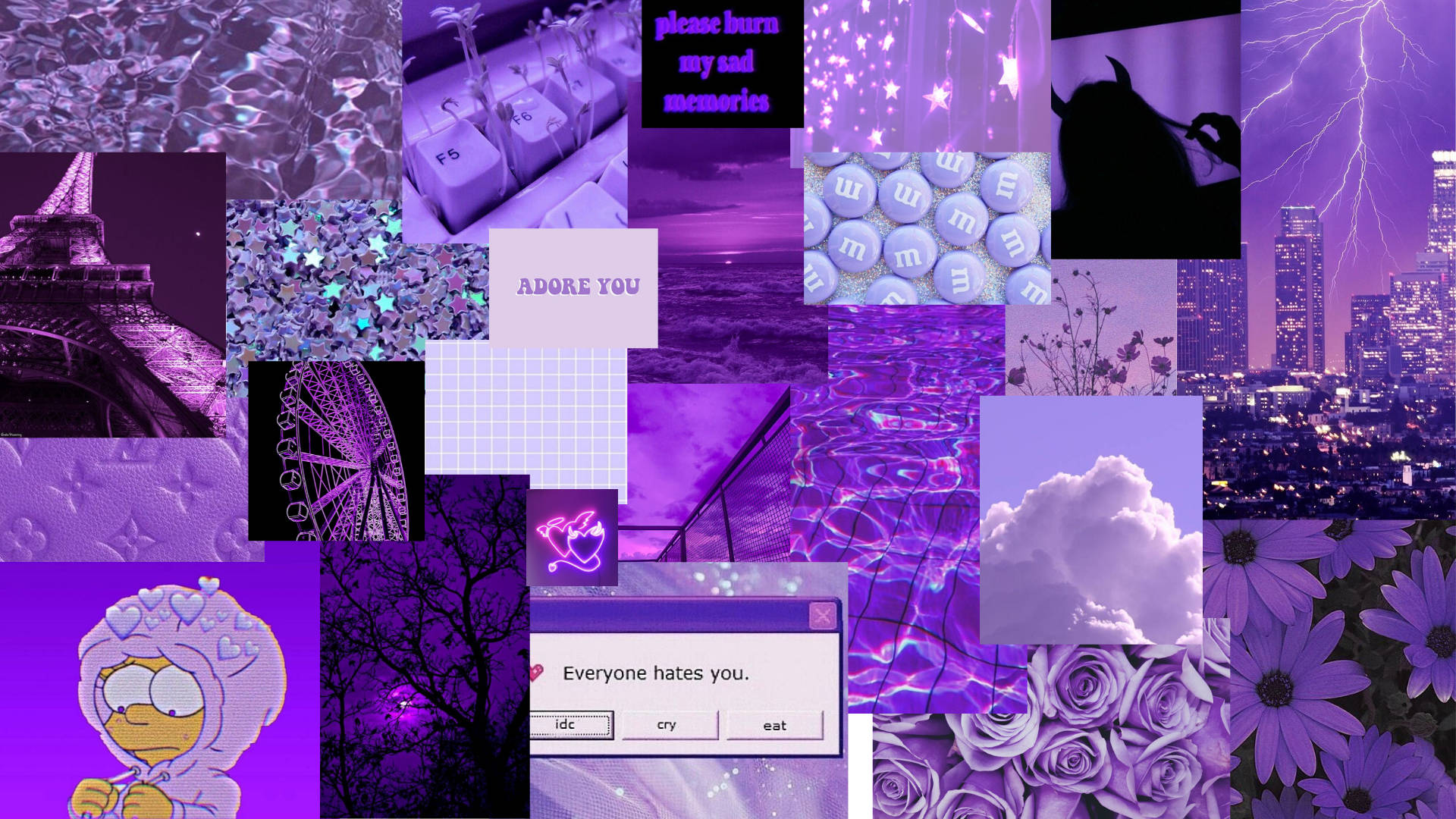 Dark Purple Collage Aesthetic Sad World Wallpaper