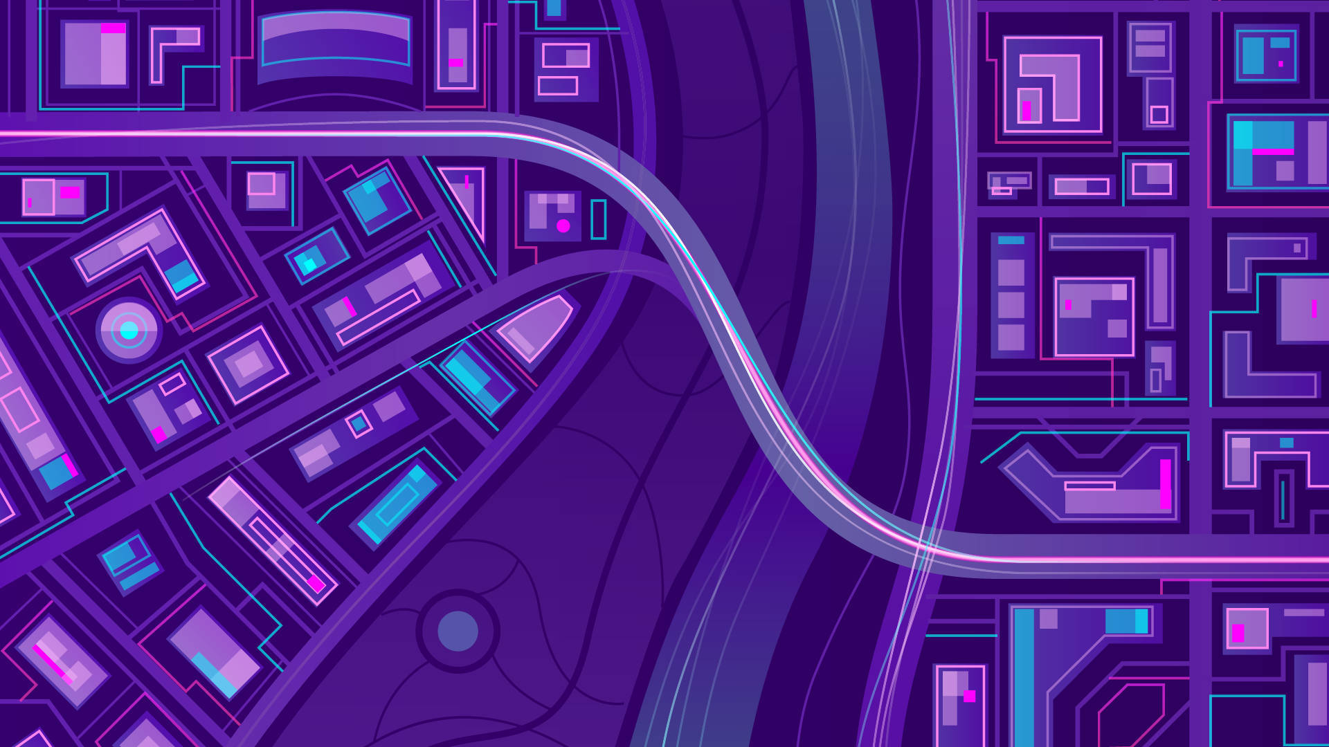 Dark Purple Collage Aesthetic City Aerial View Wallpaper