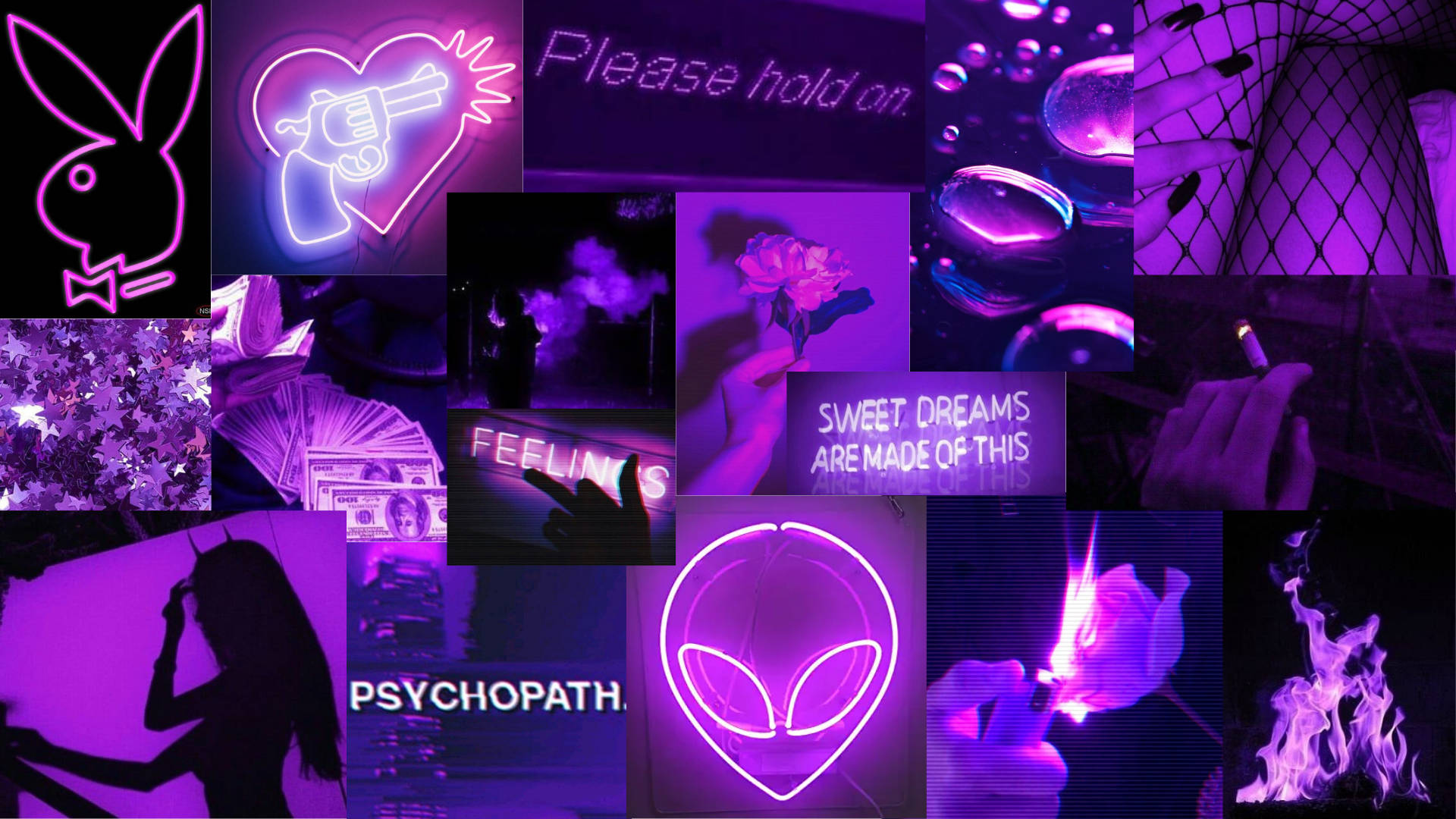 Dark Purple Collage Aesthetic Psycopath Love Wallpaper