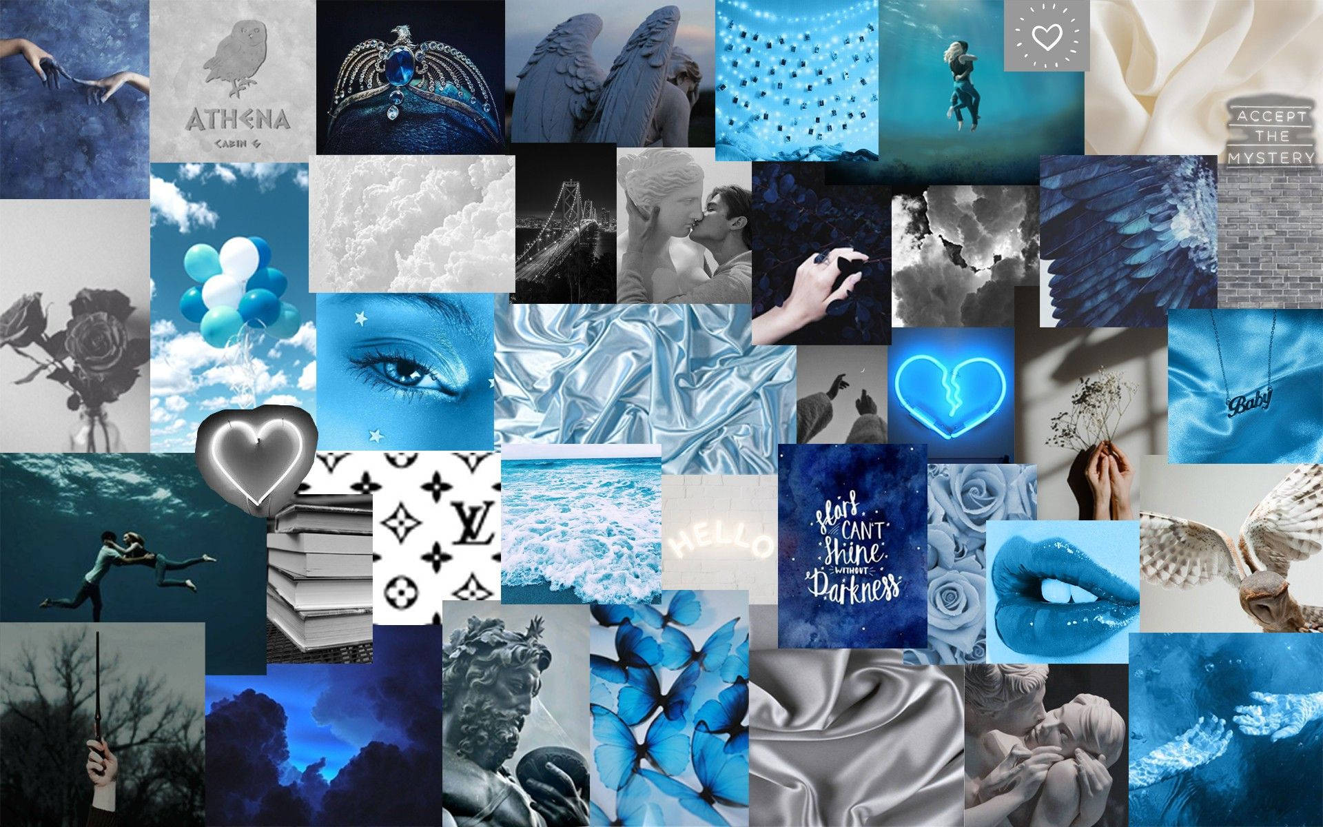 Estéticade Collage En Tonos Morados Oscuros Y Azules Fondo de pantalla