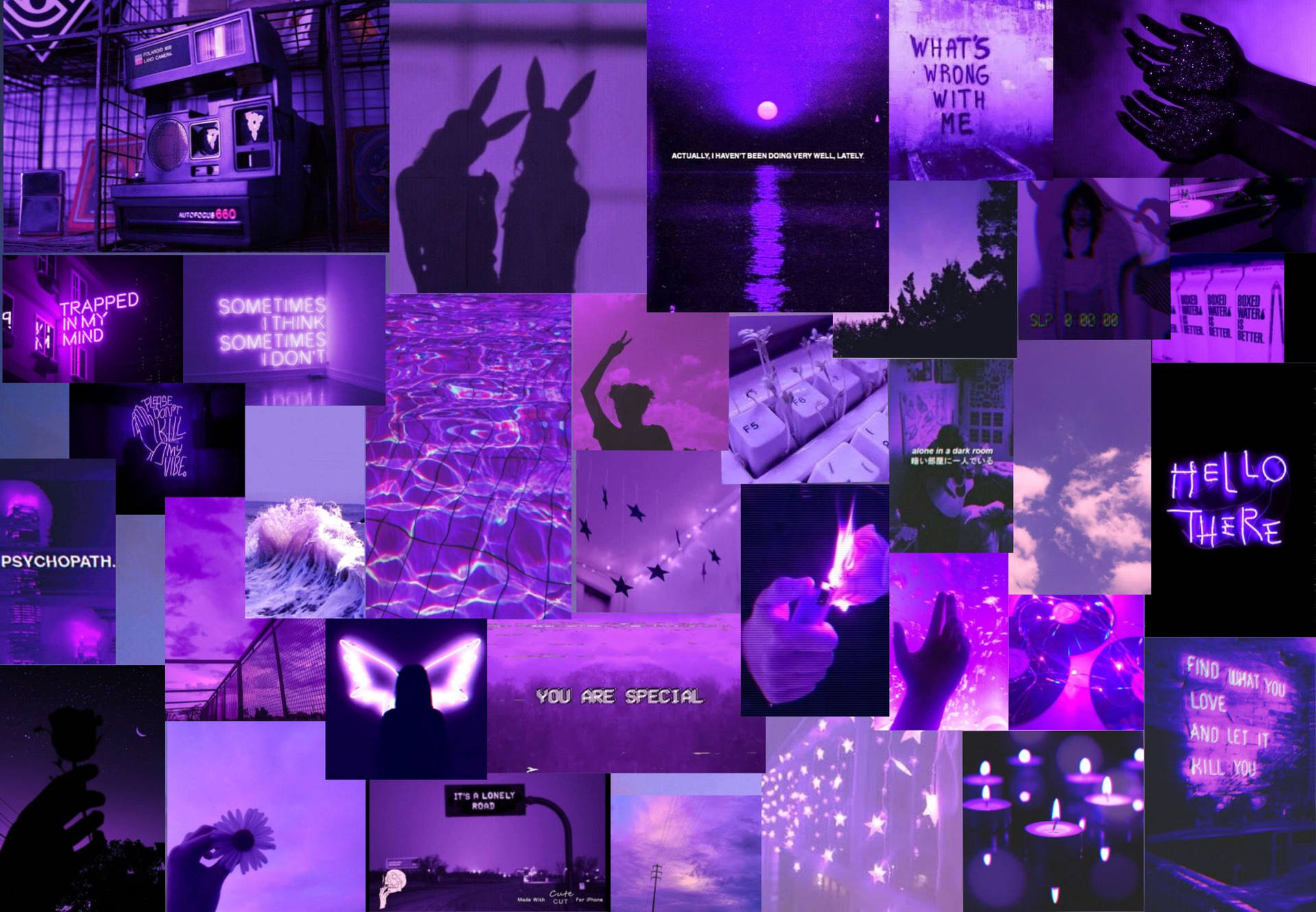Dark Purple Collage Aesthetic Self Motivation Wallpaper