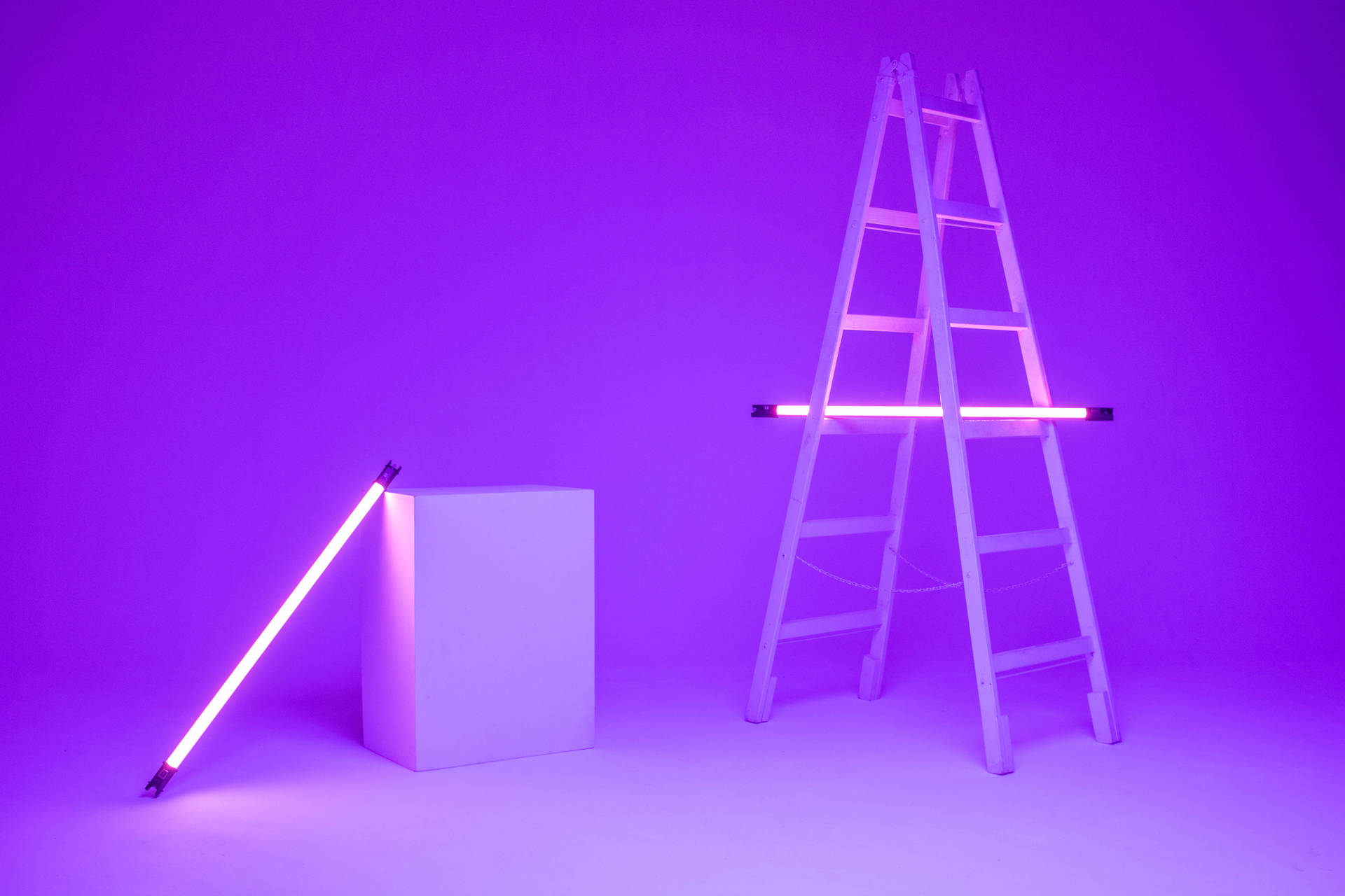A Ladder With A Purple Light And A Ladder With A Purple Light Wallpaper